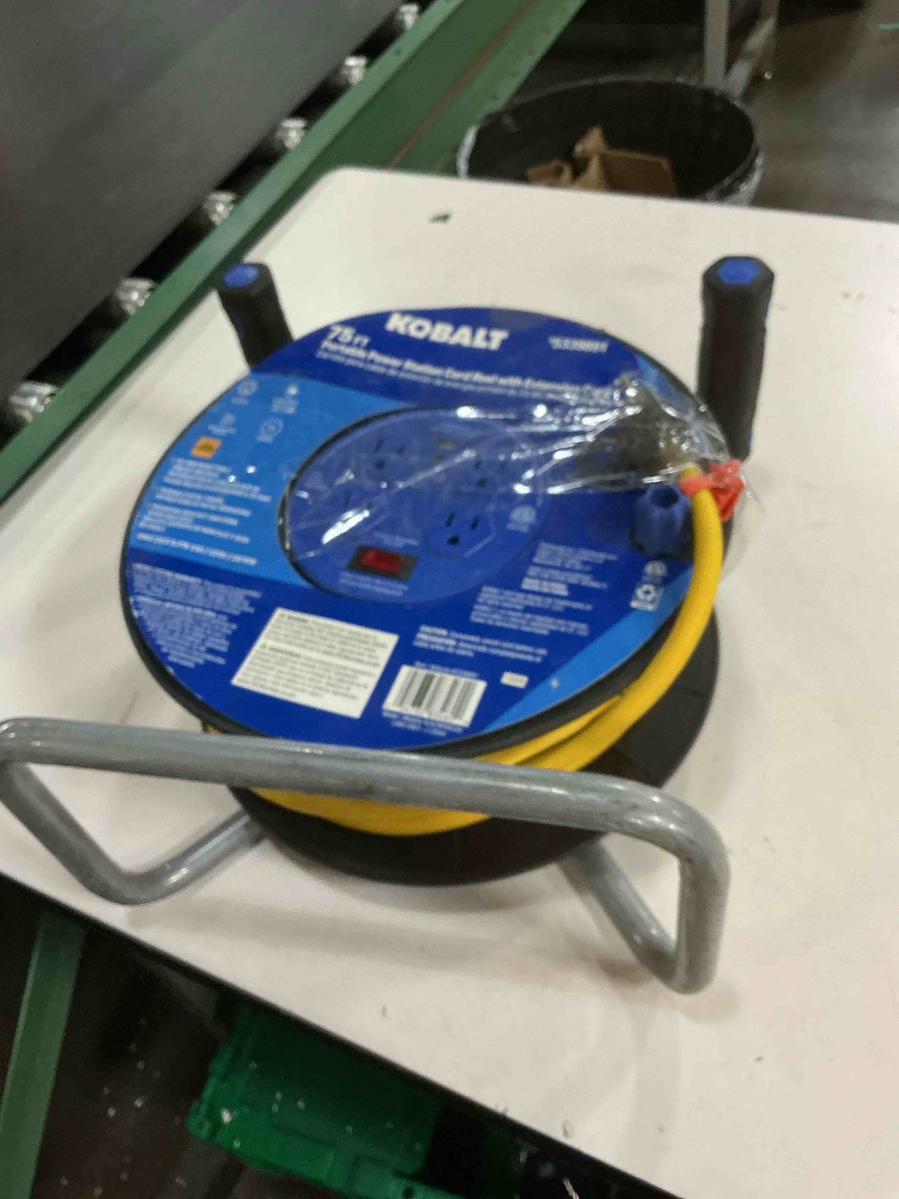 Condition photo showing Good Condition for kobalt 4-outlet portable thermoplastic power station cord reel with 75ft 12/3 yellow sjtw 5339891