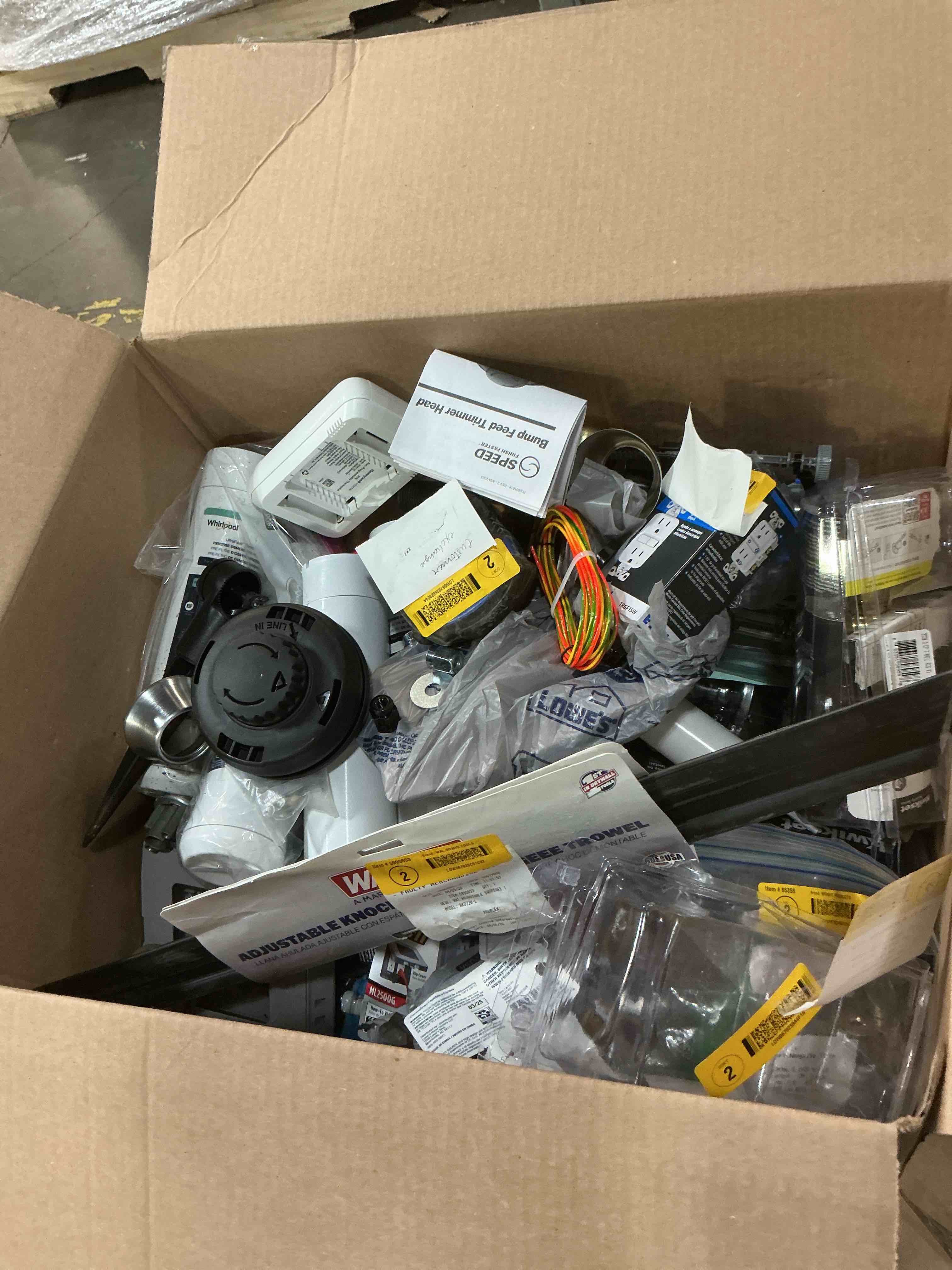 Condition photo showing As Is for assorted home improvement lot (small tools, screw, home accessories, etc.)