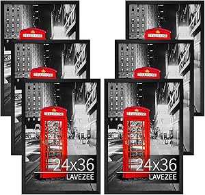 lavezee 24x36 poster frame 6 packs, lightweight poster frames display 24 x 36 inch photo picture artwork for wall