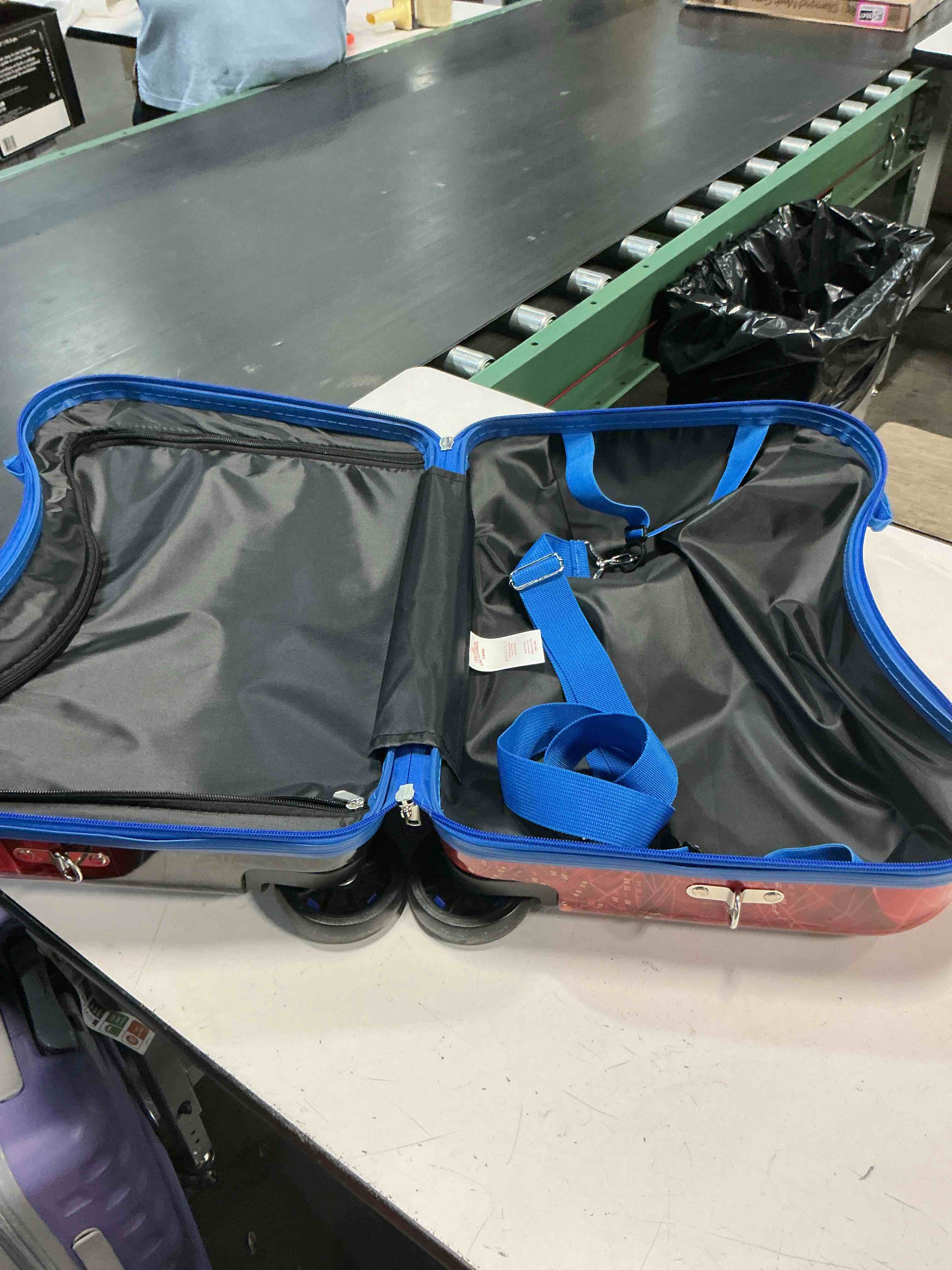 Condition photo showing Good Condition for spider-man carry on spinner hardside ride on suitcase - red