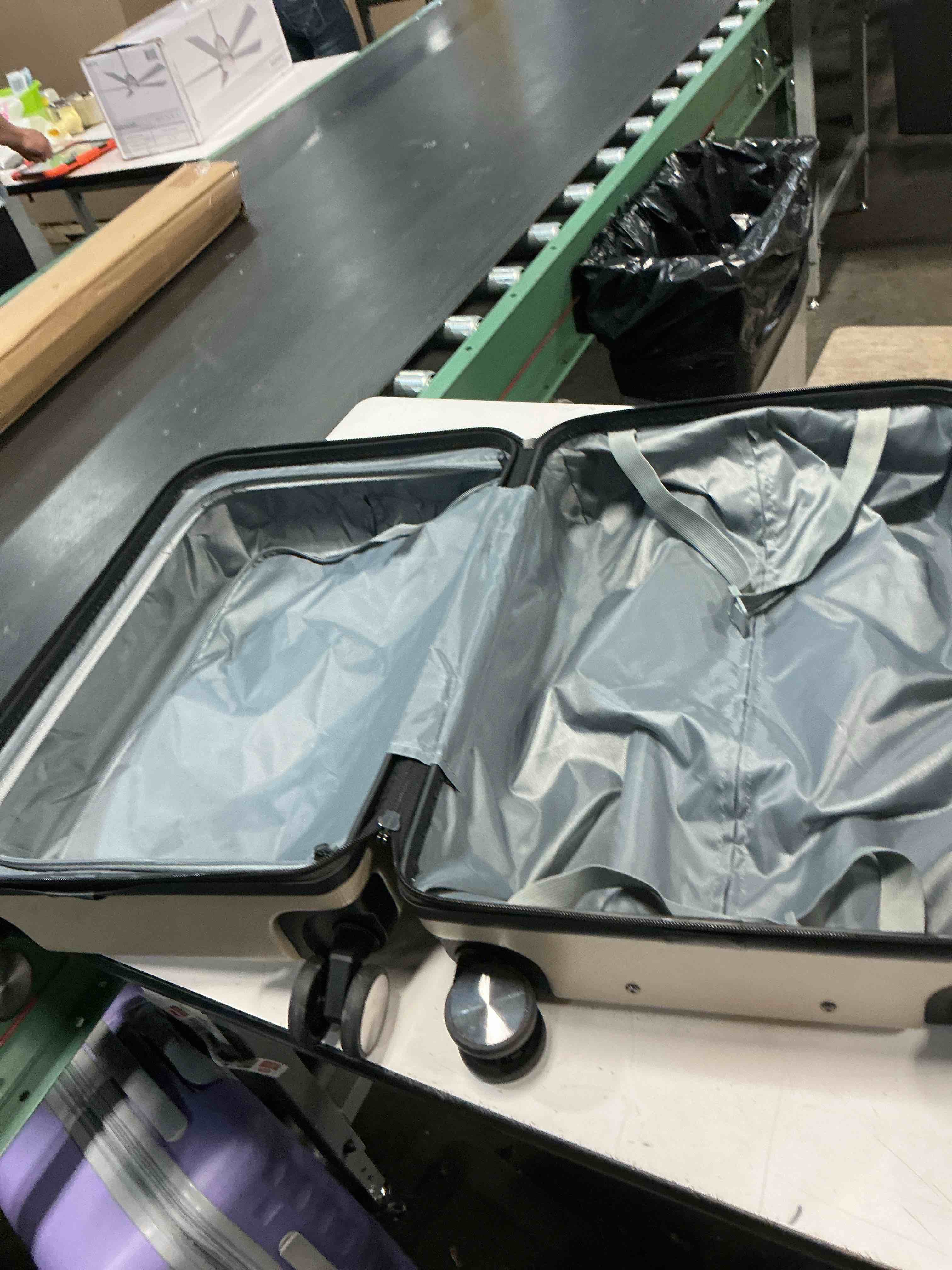 Condition photo showing As Is for skyline 8 wheel hardside spinner 28" check in suitcase - oxford tan small 