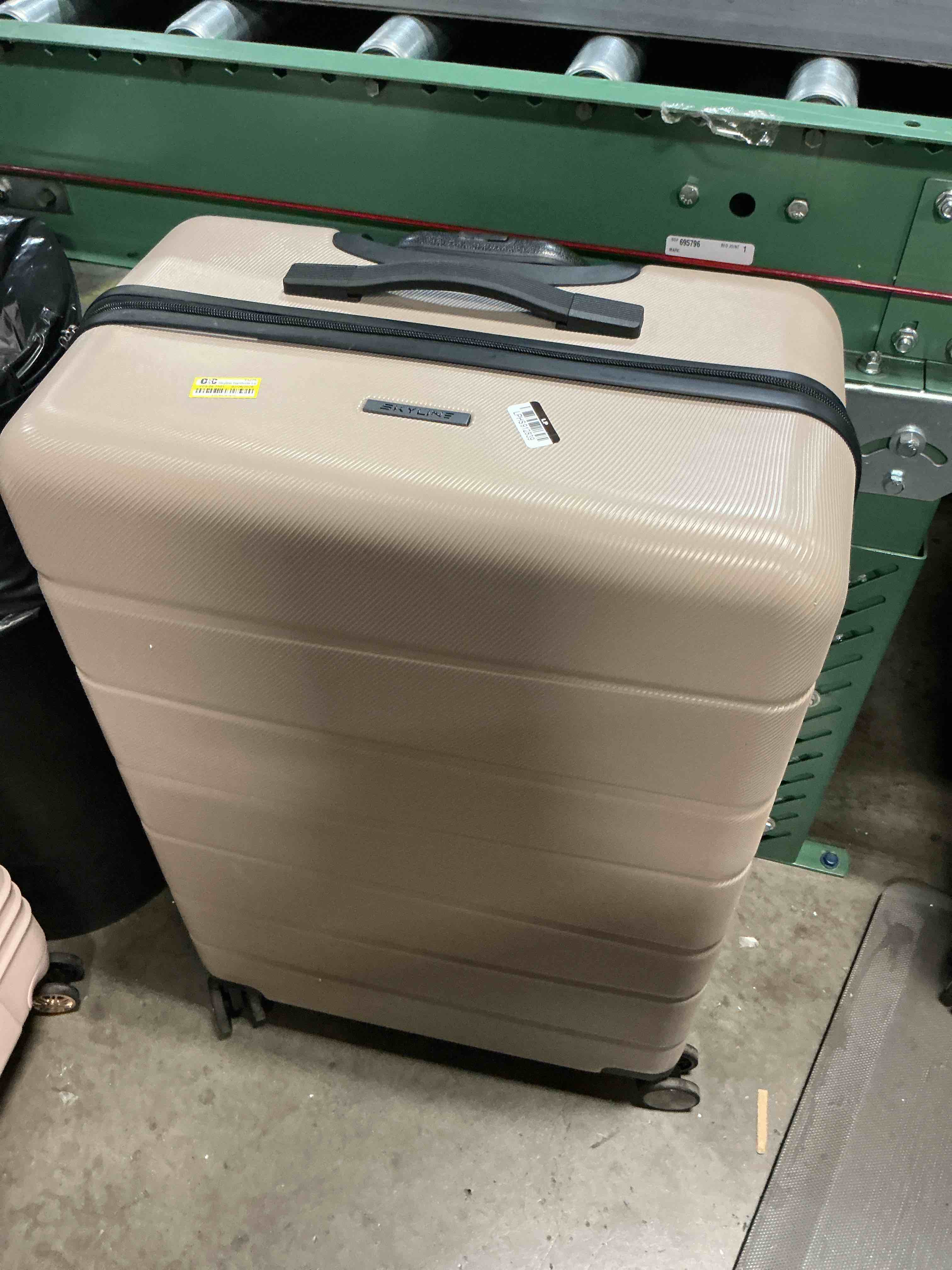 Condition photo showing As Is for skyline 8 wheel hardside spinner 28" check in suitcase - oxford tan large 