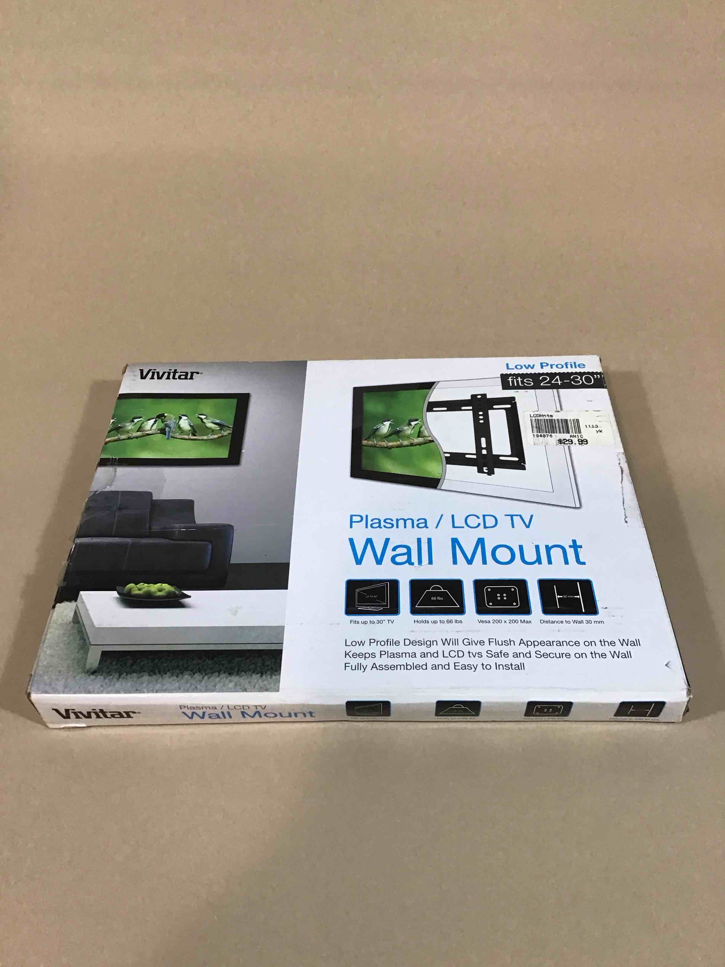 Vivitar 24"- 30" LWM-32 LCD Monitor/TV Wall Mount Bracket - Black