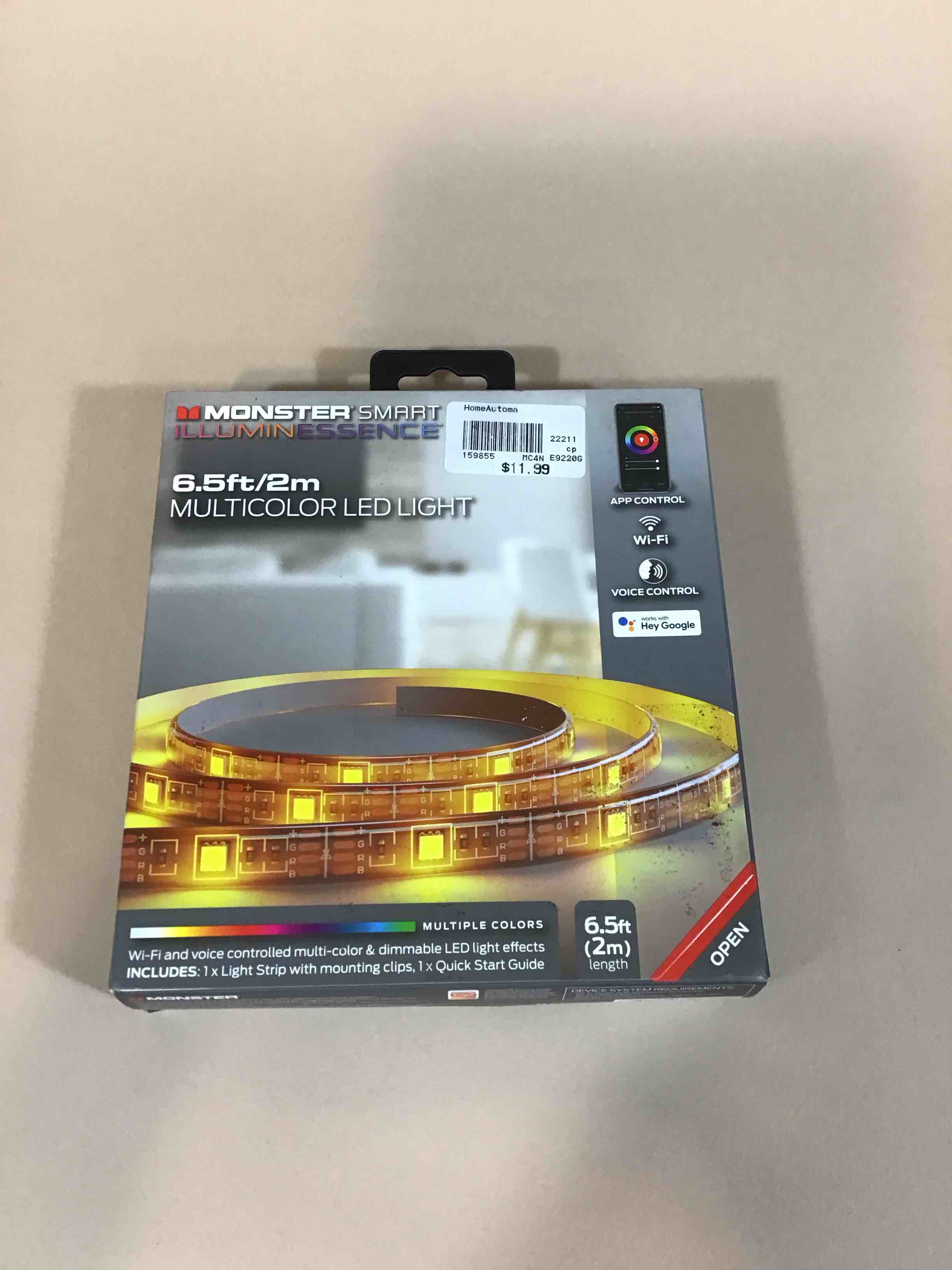 Monster Smart App Wi-Fi 6.5ft Multi-Color Color Flow LED Light Strip  Multiple Colors at Once 6.5 FT/2M