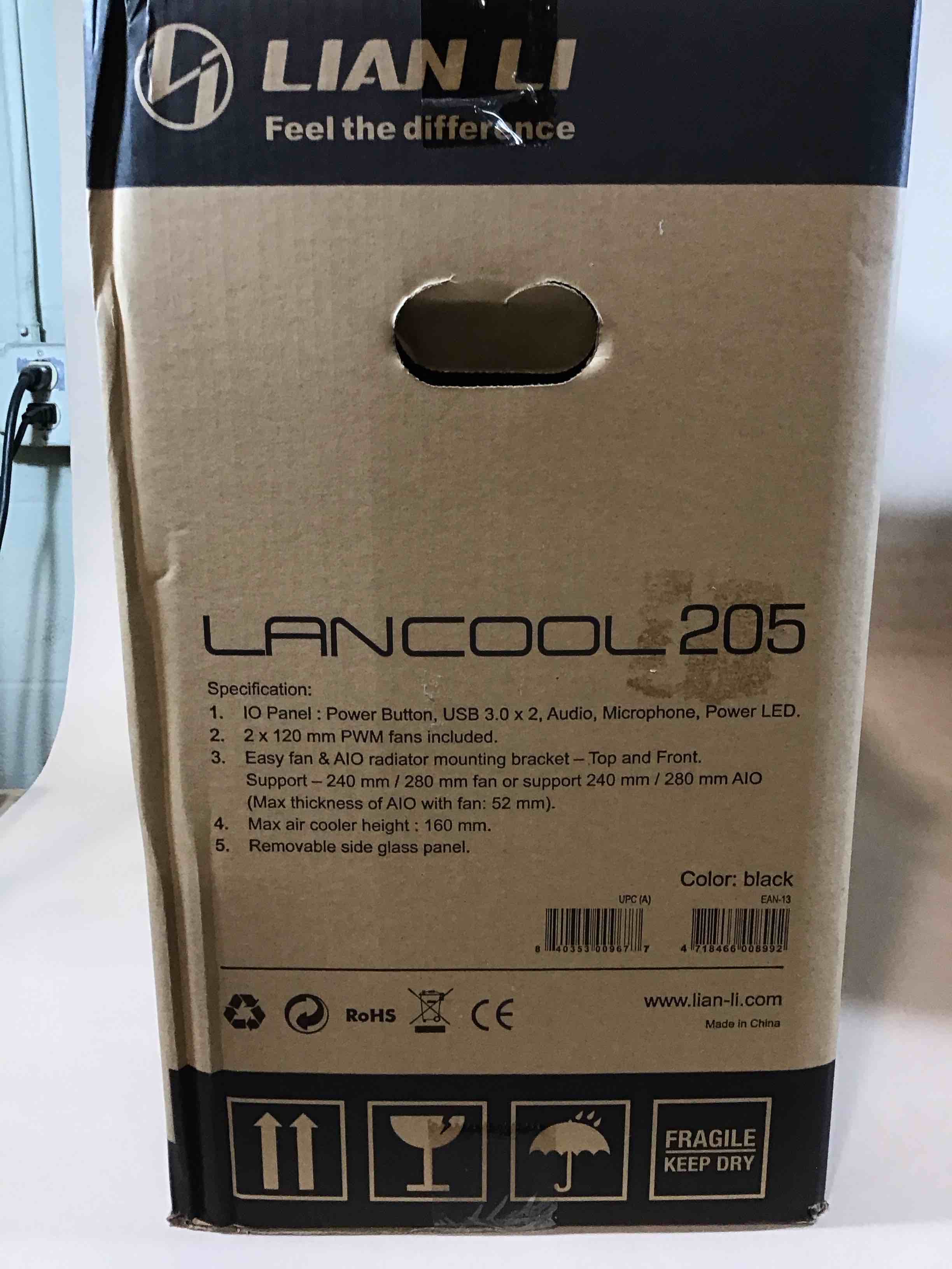 Lian Li Mid-Tower Chassis ATX Computer Case PC Gaming Case w/Tempered Glass Side Panel, Magnetic Dust Filter,Water-Cooling Ready, Side Ventilation and 2x120mm Fan Pre-Installed (LANCOOL 205, Black)