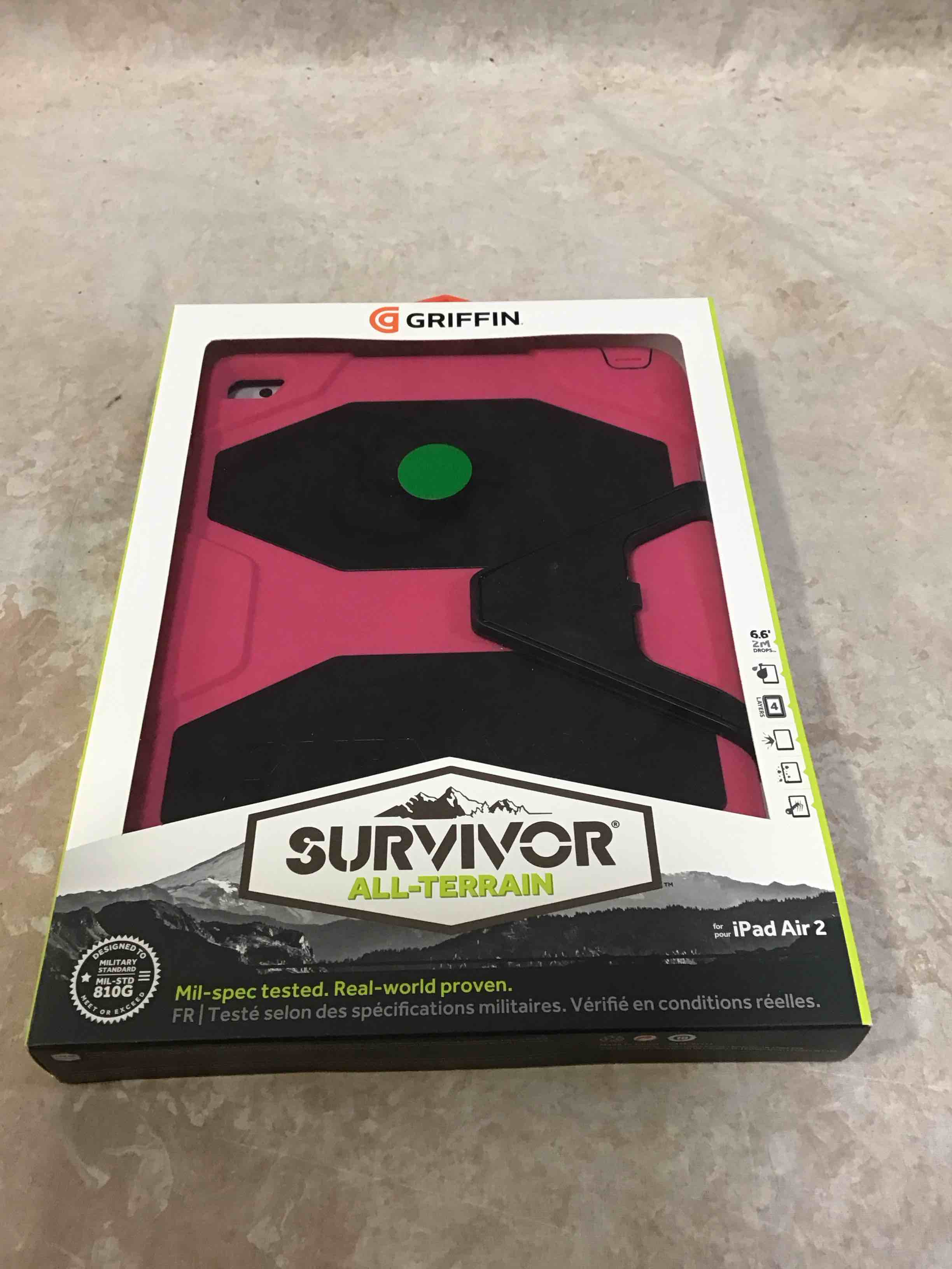 griffin griffin ipad air 2 rugged case survivor all-terrain + stand, mil-spec tested, real-world proven protection