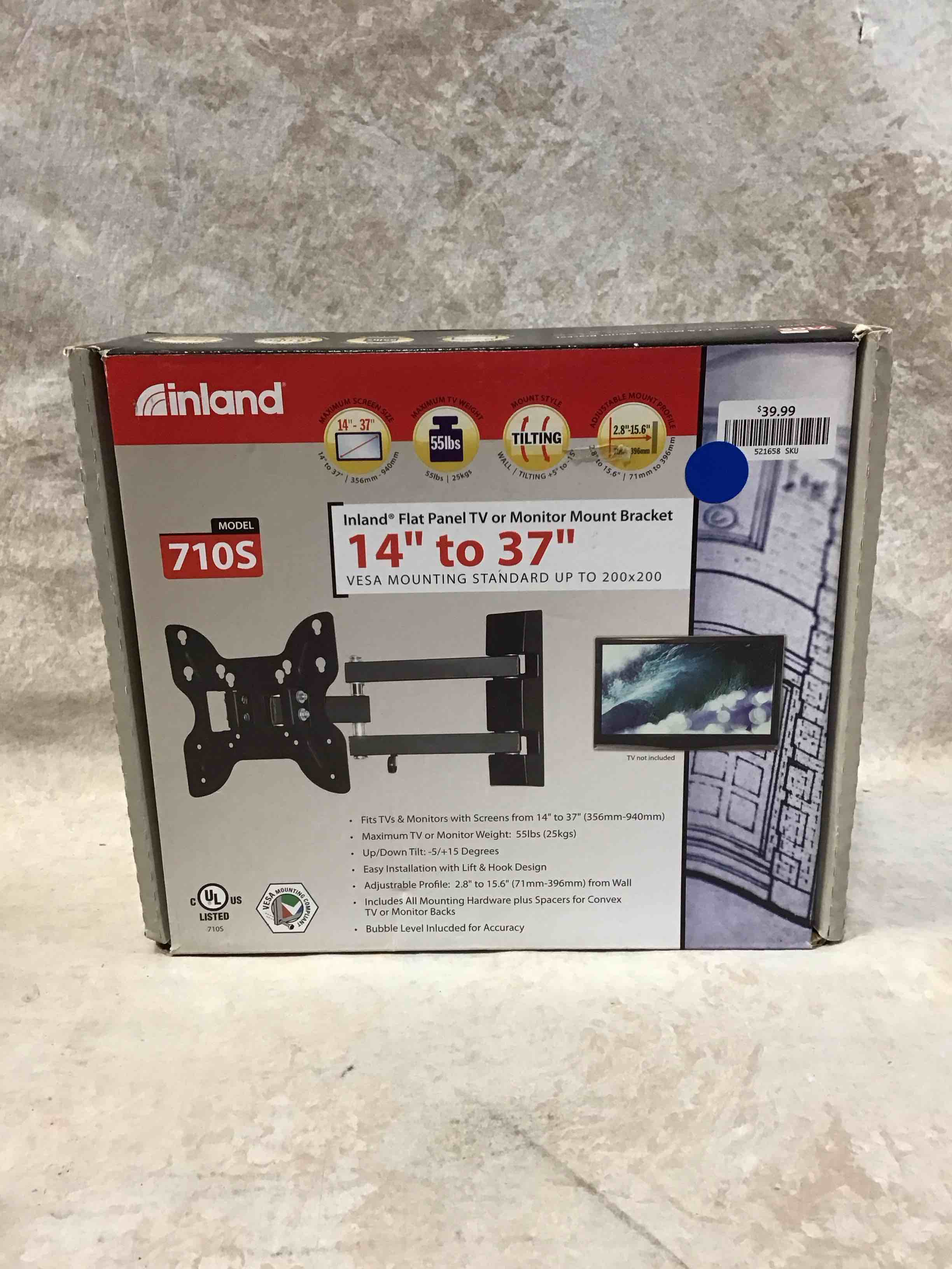 inland 14"-42" swivel tv/monitor wall mount 710s
