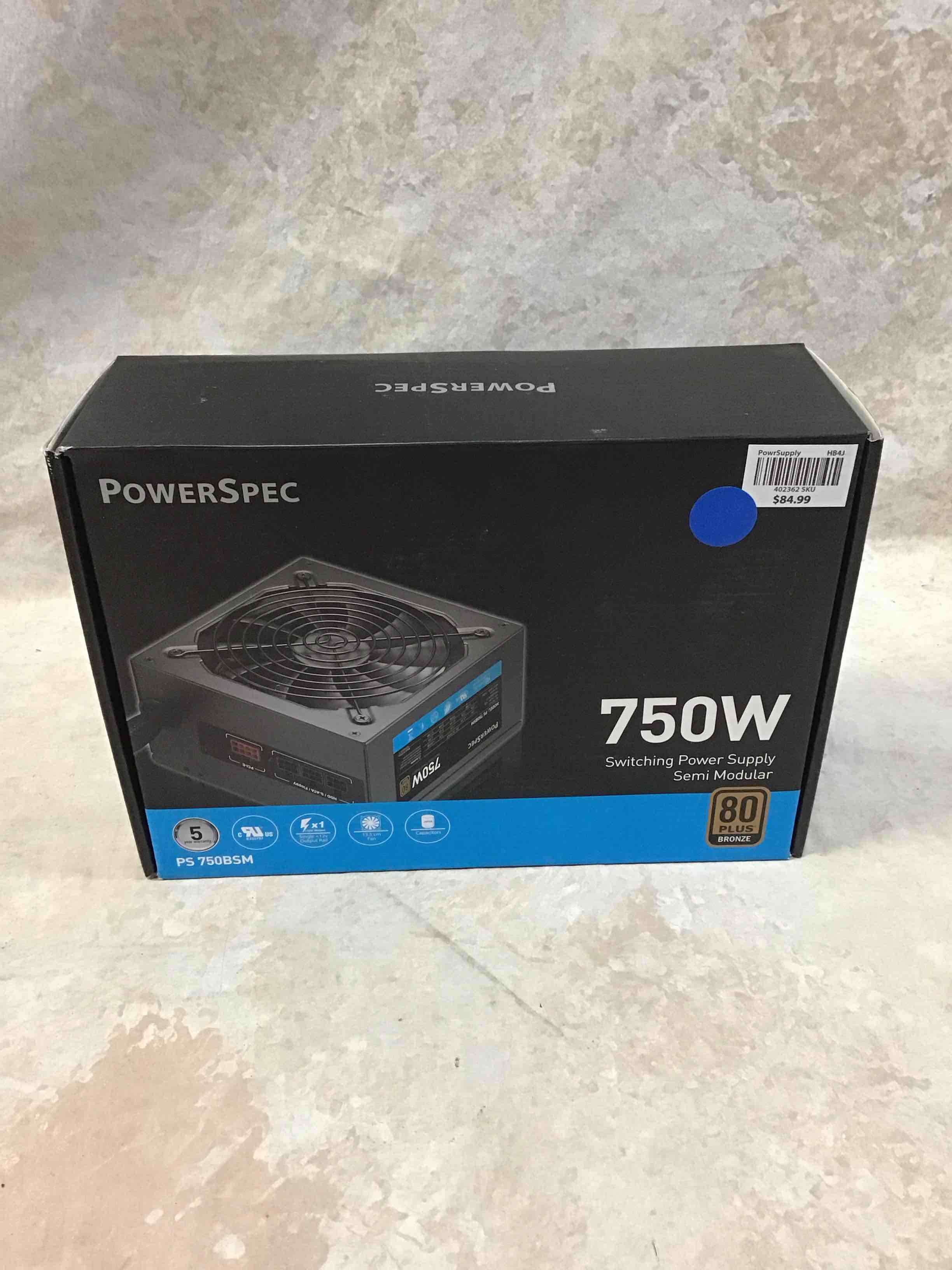 Condition photo showing Good Condition for powerspec 750w power supply semi modular 80 plus bronze certified atx psu active pfc sli crossfire ready gaming pc computer switching power supply, ps 750bsm (b08yyjhnmh)