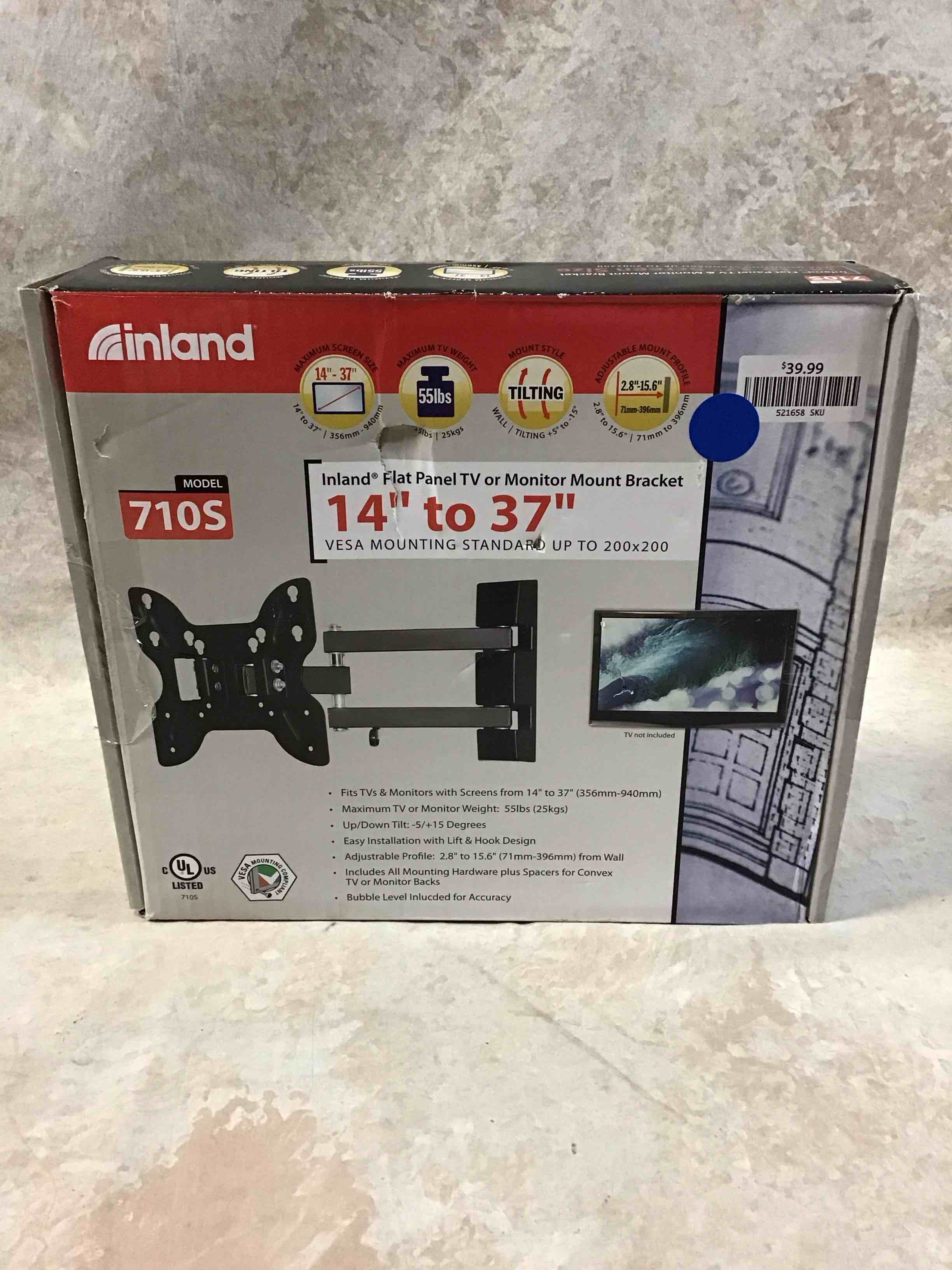 inland 14"-42" swivel tv/monitor wall mount 710s