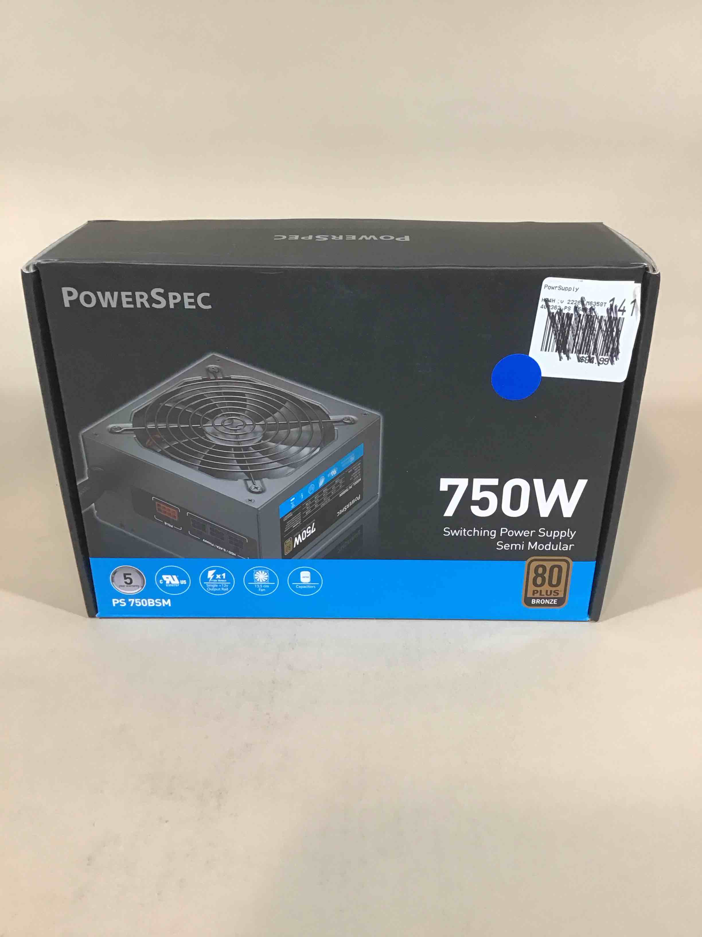powerspec 750w power supply semi modular 80 plus bronze certified atx psu active pfc sli crossfire ready gaming pc computer switching power supply, ps 750bsm (b08yyjhnmh)