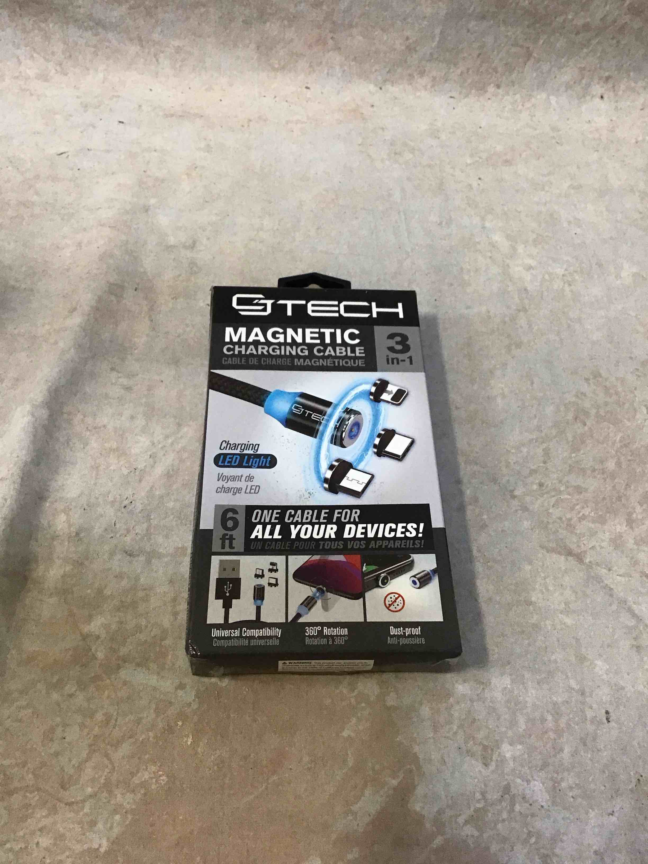 Condition photo showing Good Condition for cj tech magnetic tip micro usb, type c, and lightning non mfi universal charging cable 6-ft - black