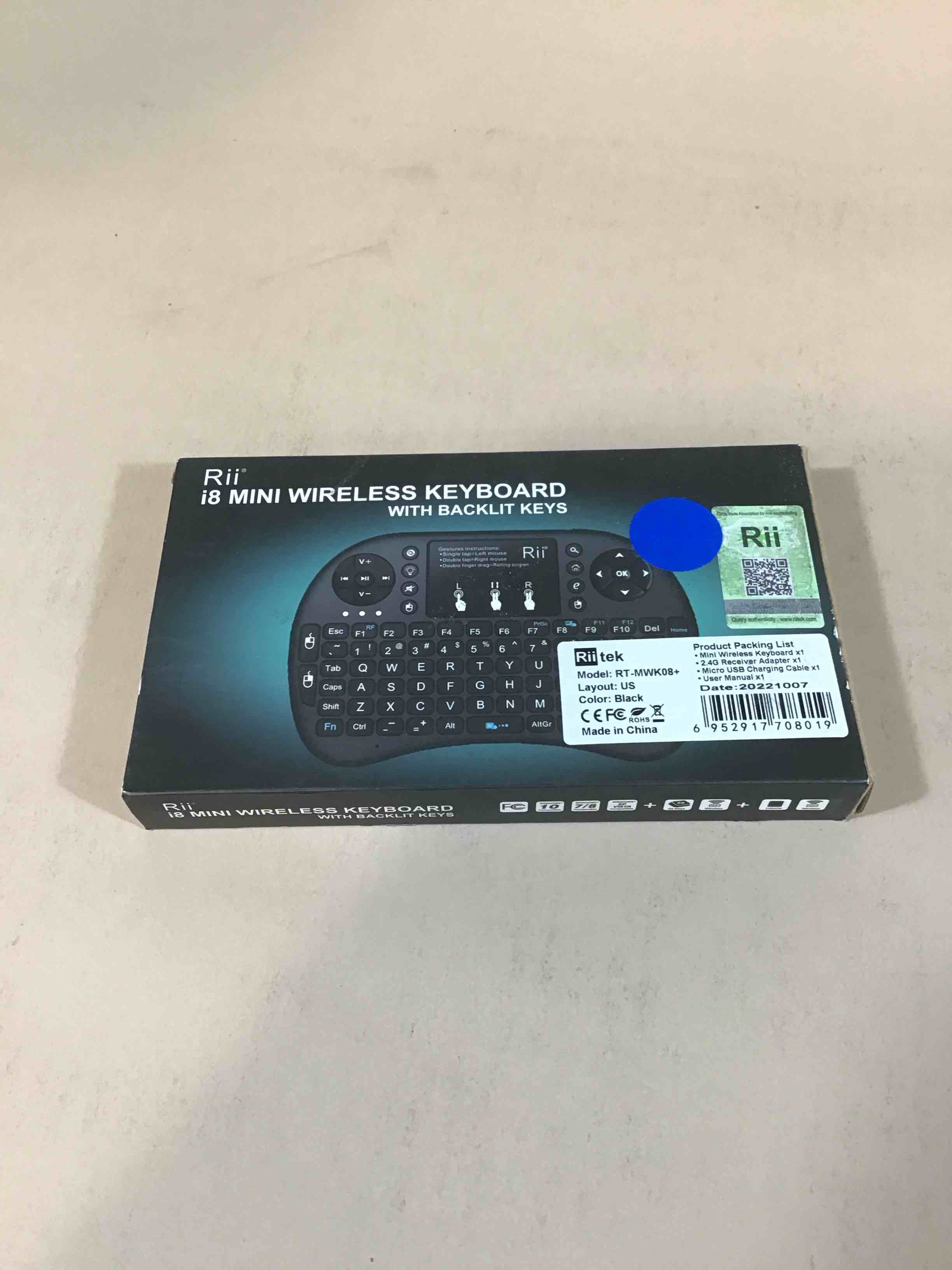 Condition photo showing Good Condition for hebrew layout backlit rii i8+ mini wireless keyboard for smart tv android box