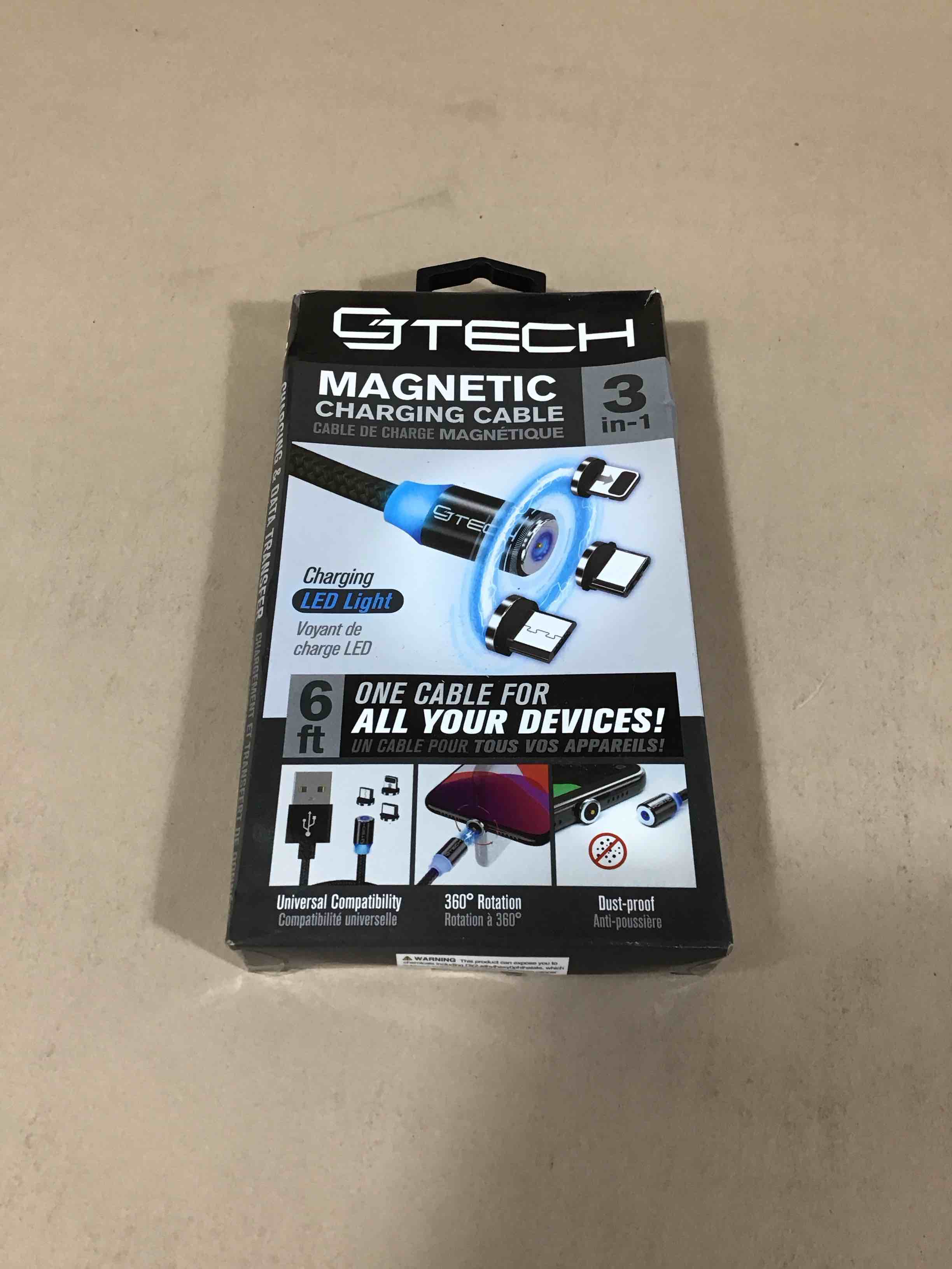 Condition photo showing Good Condition for cj tech magnetic tip micro usb, type c, and lightning non mfi universal charging cable 6-ft - black