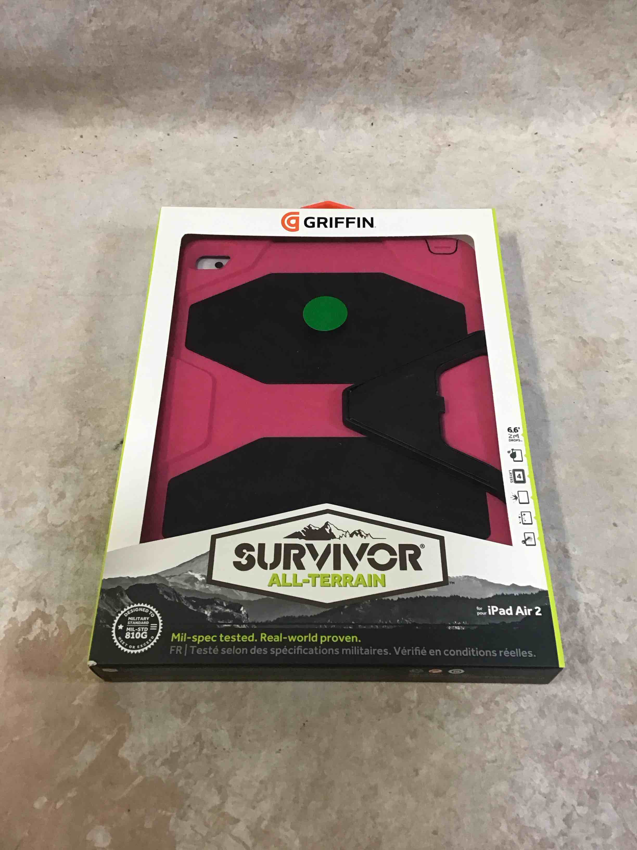 Griffin Griffin iPad Air 2 Rugged Case Survivor All-Terrain + Stand, Mil-spec tested, real-world proven protection