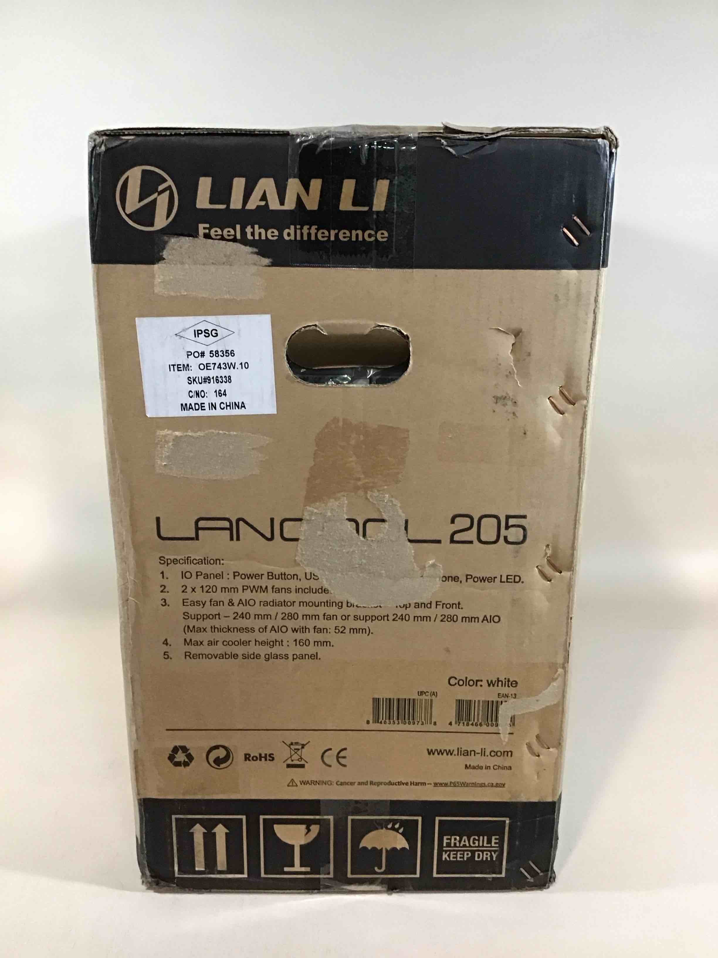 lian li mid-tower chassis atx computer case pc gaming case w/tempered glass side panel, magnetic dust filter,water-cooling ready, side ventilation and 2x120mm fan pre-installed (lancool 205, white)