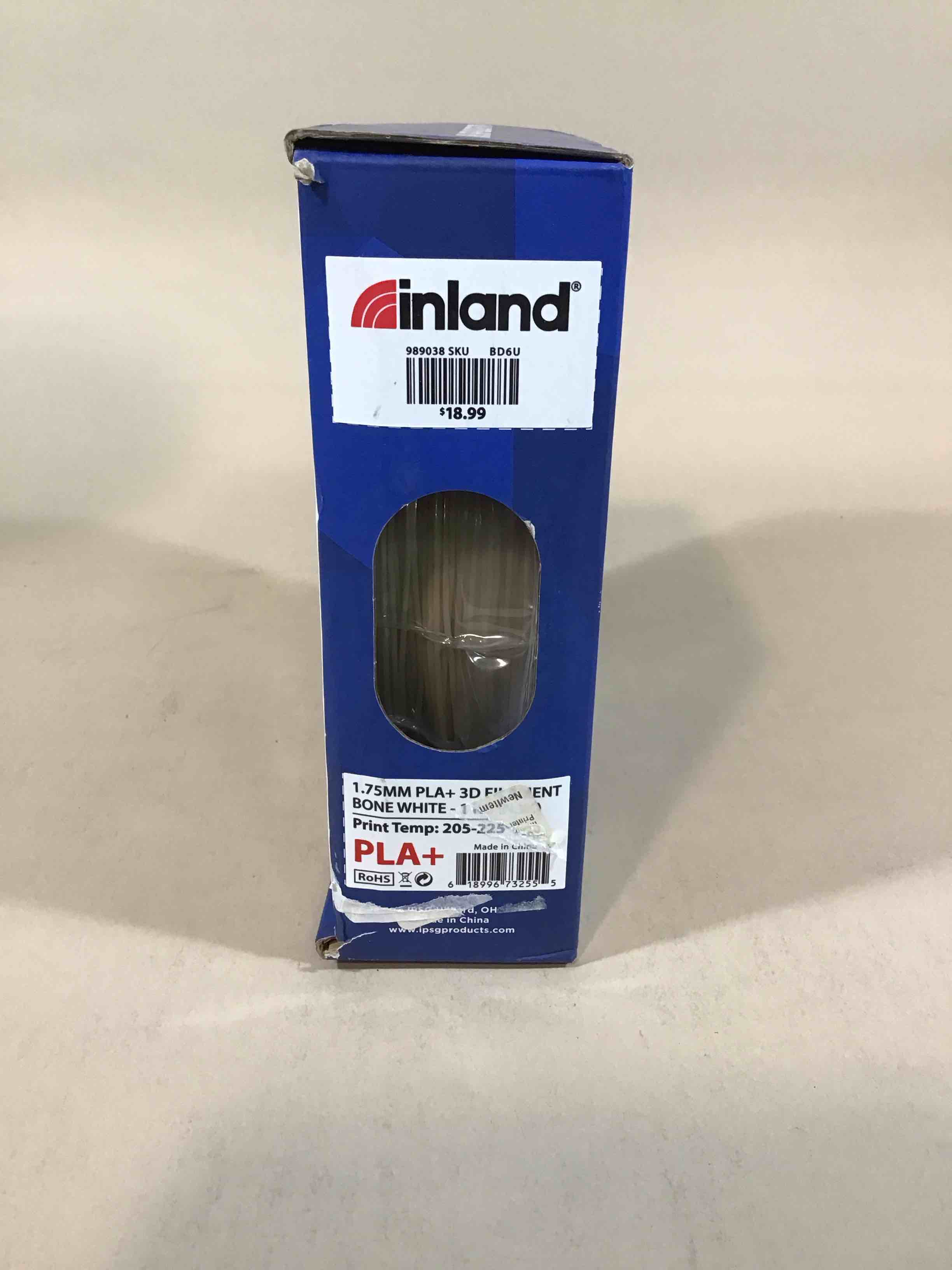 inland pla+ 3d filament bone white