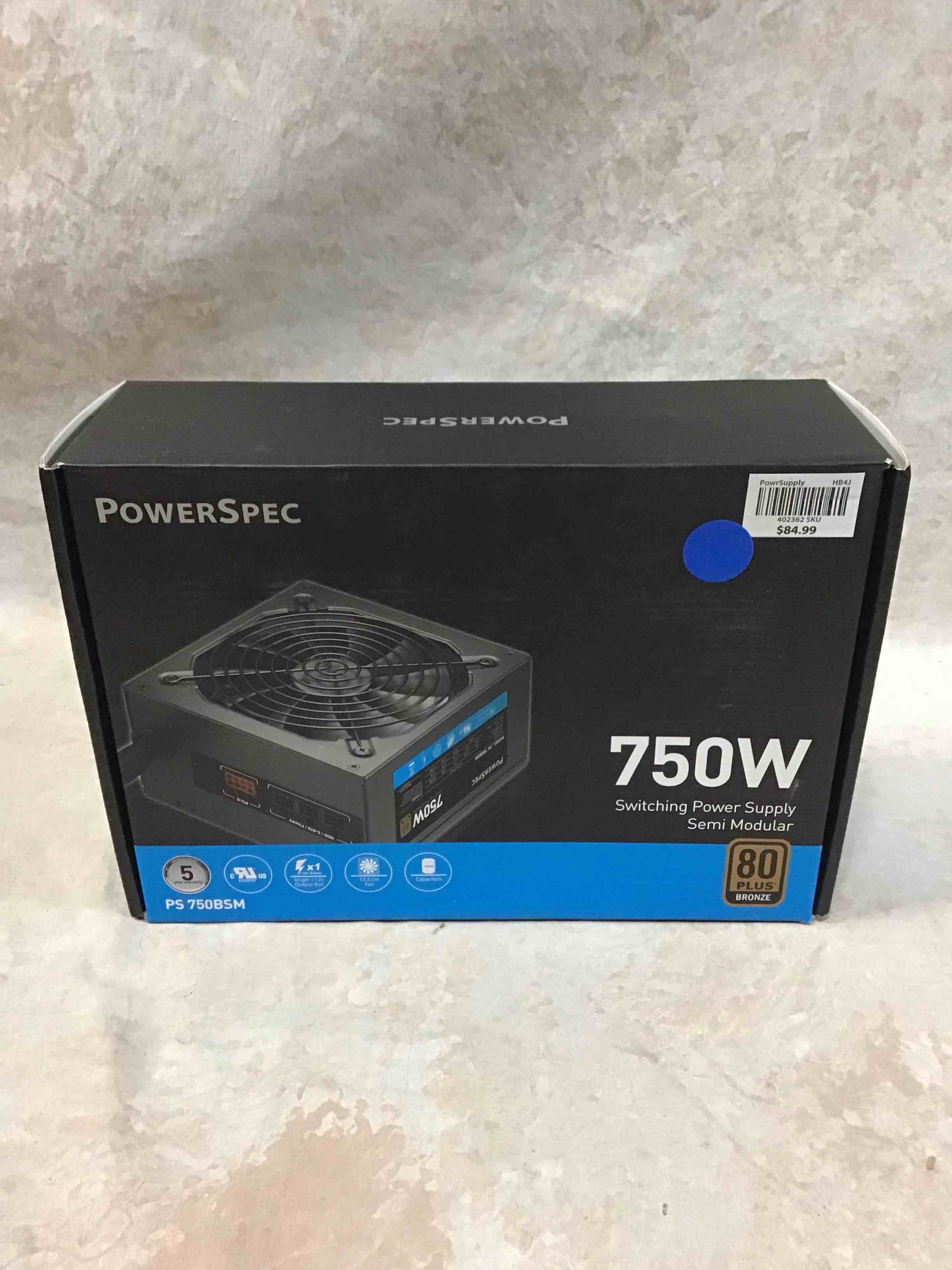 PowerSpec 750W Power Supply Semi Modular 80 Plus Bronze Certified ATX PSU Active PFC SLI Crossfire Ready Gaming PC Computer Switching Power Supply, PS 750BSM (B08YYJHNMH)