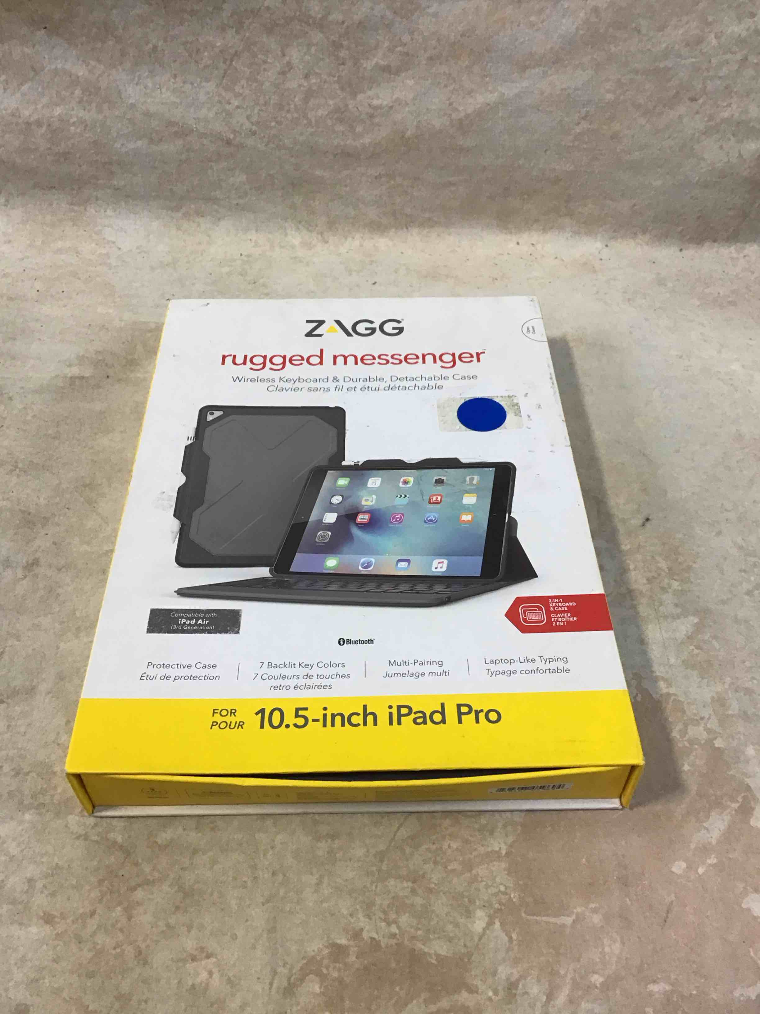 Zagg Rugged Messenger Wireless Tablet Keyboard & Durable Detachable Case for 10.5  iPad Pro  Black