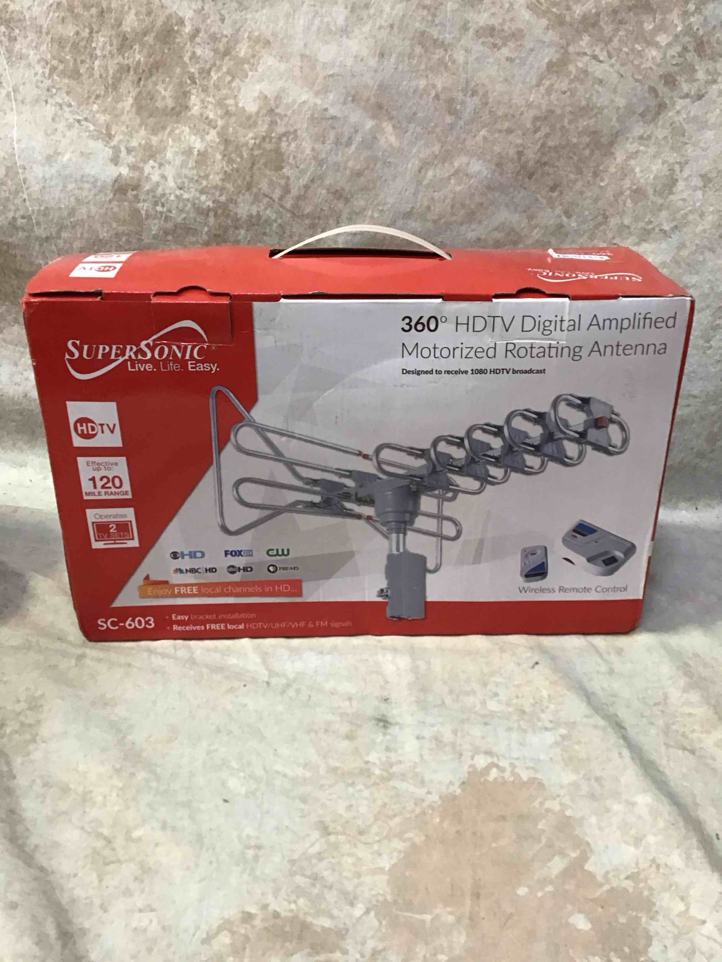 Condition photo showing Good Condition for supersonic sc-603 360-degree hdtv digital amplified motorized antenna with remote control  up to 2 tv sets - supports hdtv
