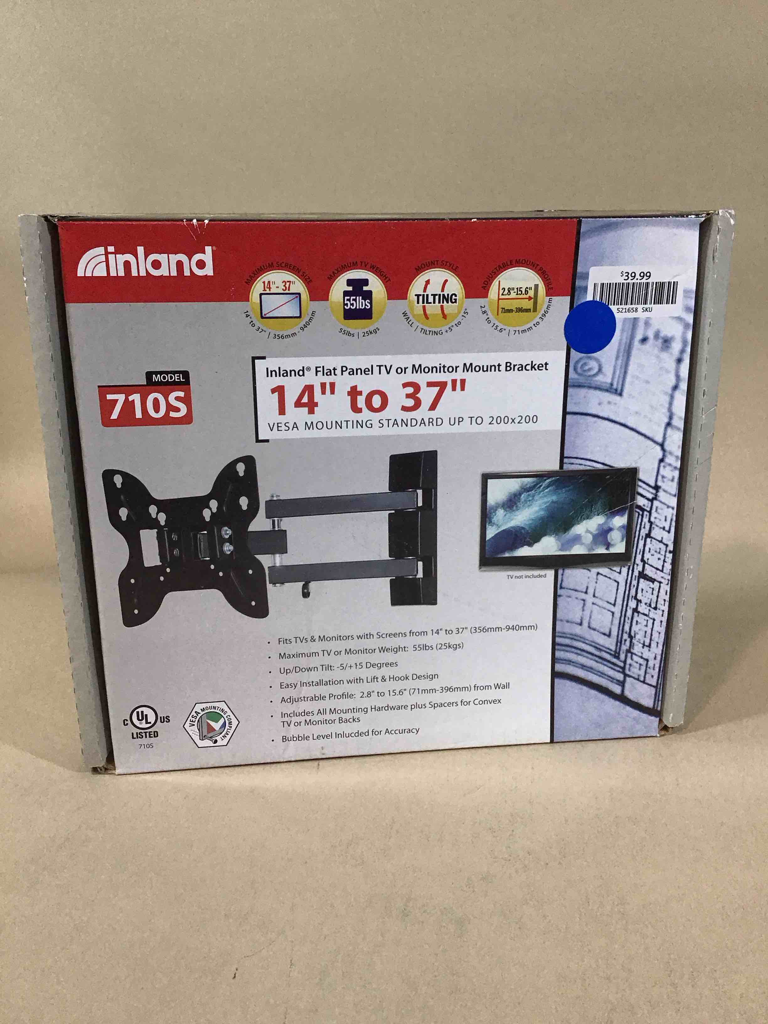 inland 14"-42" swivel tv/monitor wall mount 710s