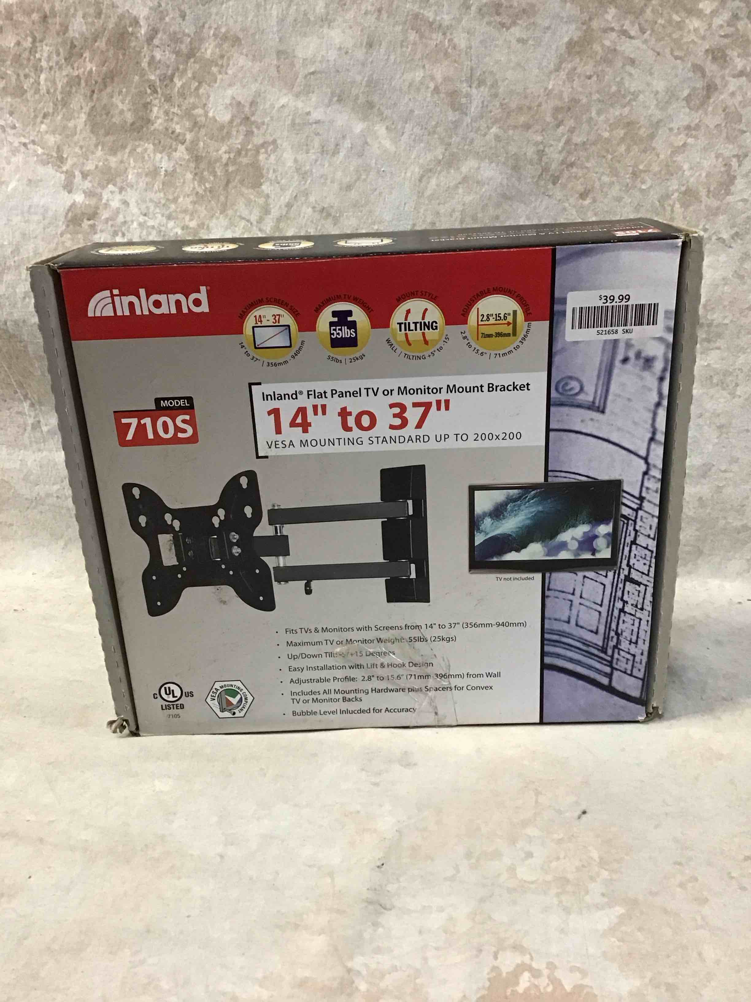 inland 14"-42" swivel tv/monitor wall mount 710s