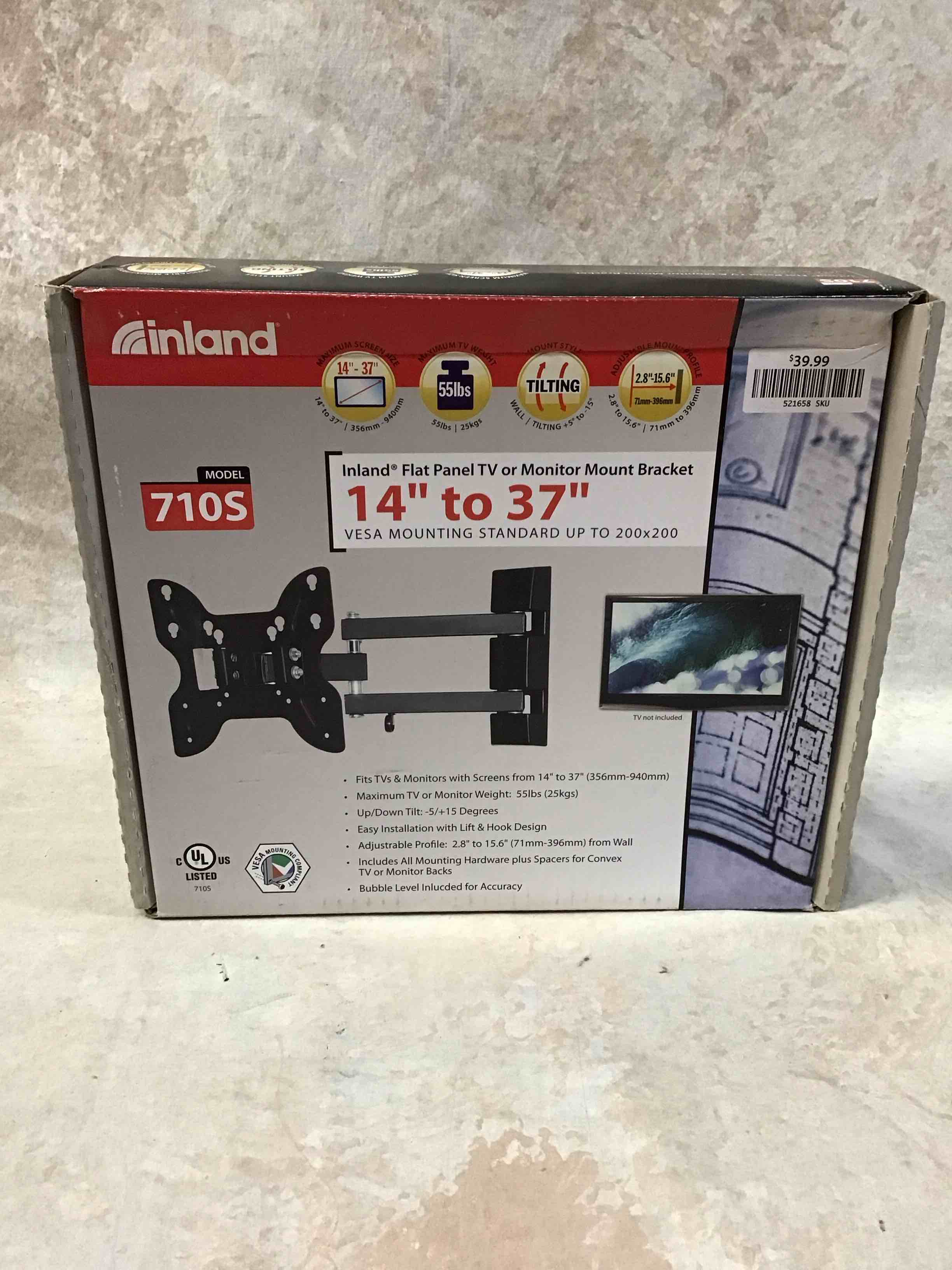 inland 14"-42" swivel tv/monitor wall mount 710s