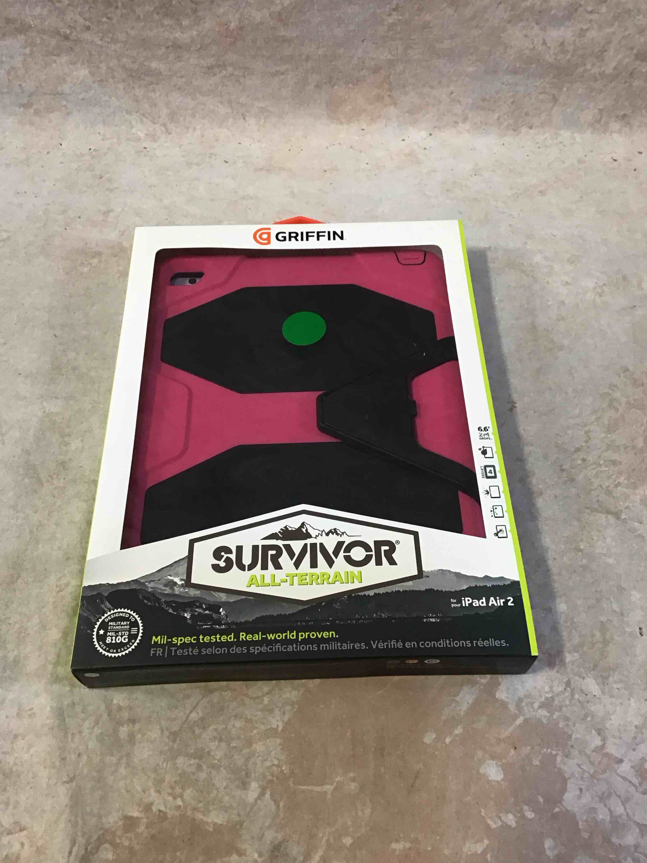 griffin griffin ipad air 2 rugged case survivor all-terrain + stand, mil-spec tested, real-world proven protection