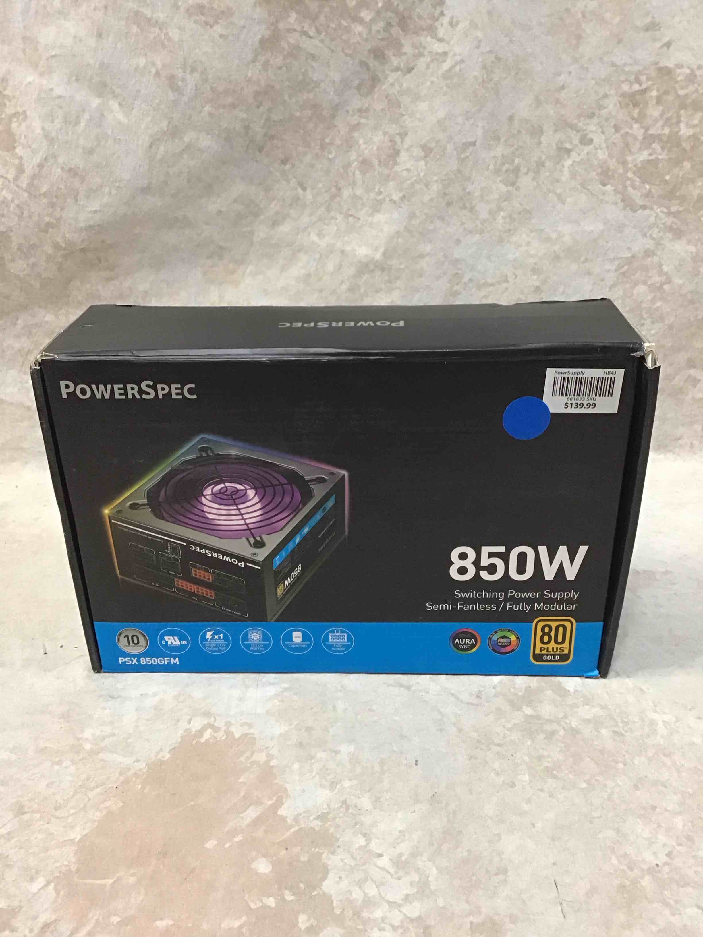 powerspec 850 watt 80 plus gold fully modular atx power supply with rgb lighting fan active pfc sli crossfire ready gaming pc psu computer switching power supply  psx 850gfm