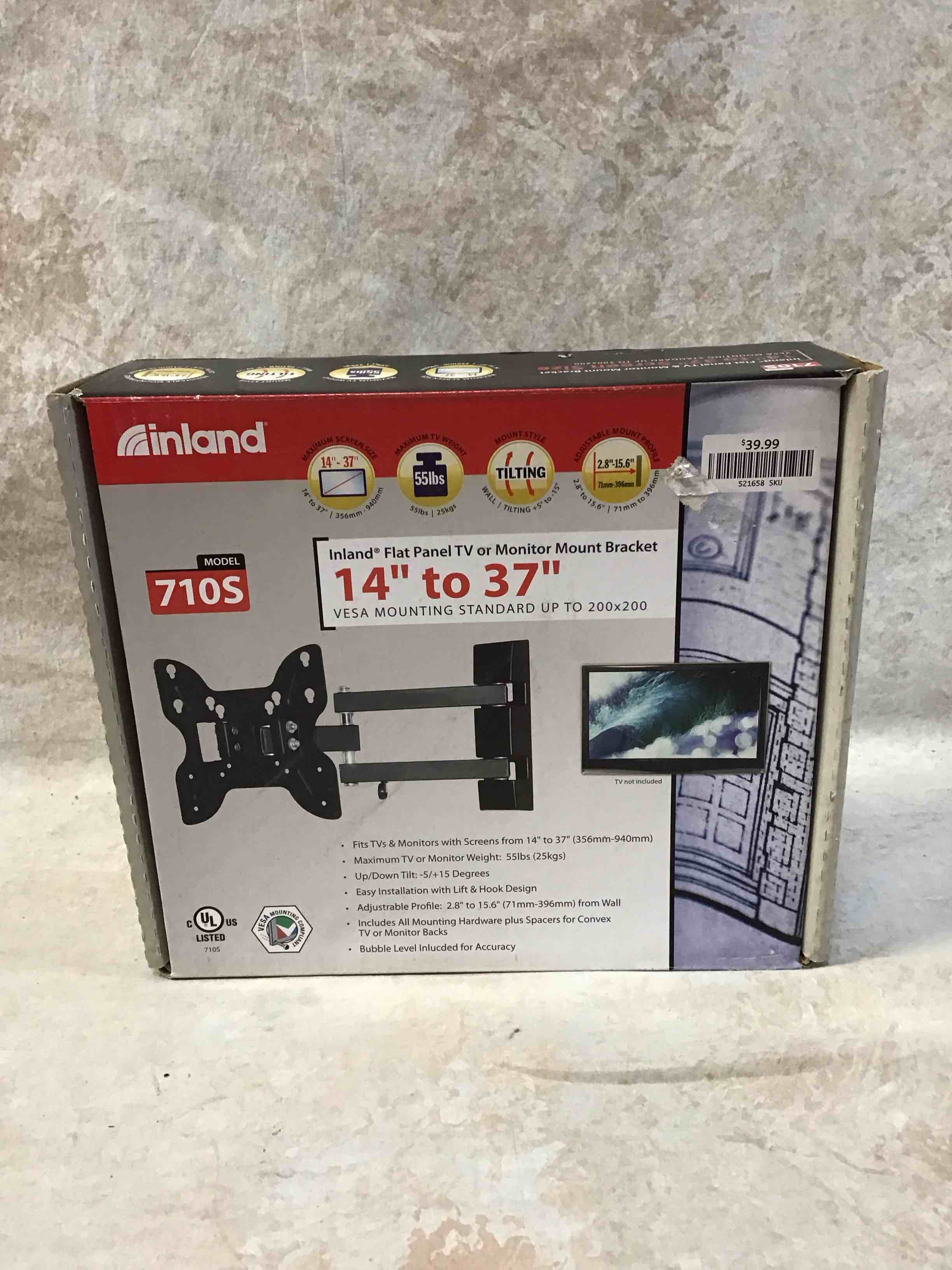 inland 14"-42" swivel tv/monitor wall mount 710s