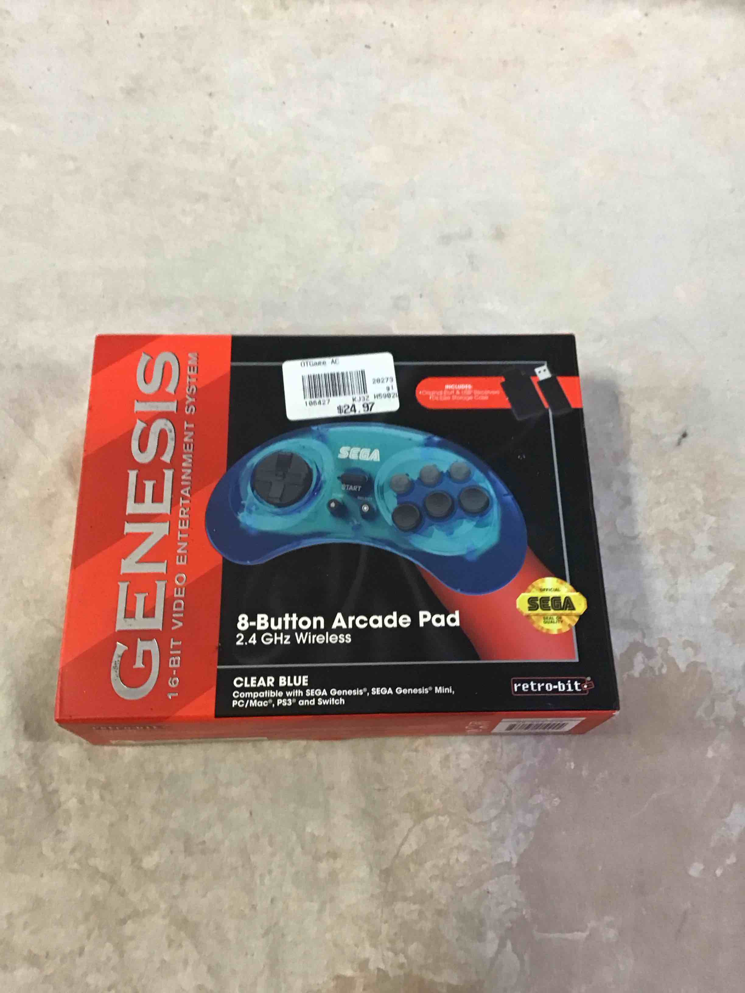 Condition photo showing Good Condition for retro-bit genesis 8-button arcade pad clear blue wireless 2.4 ghz