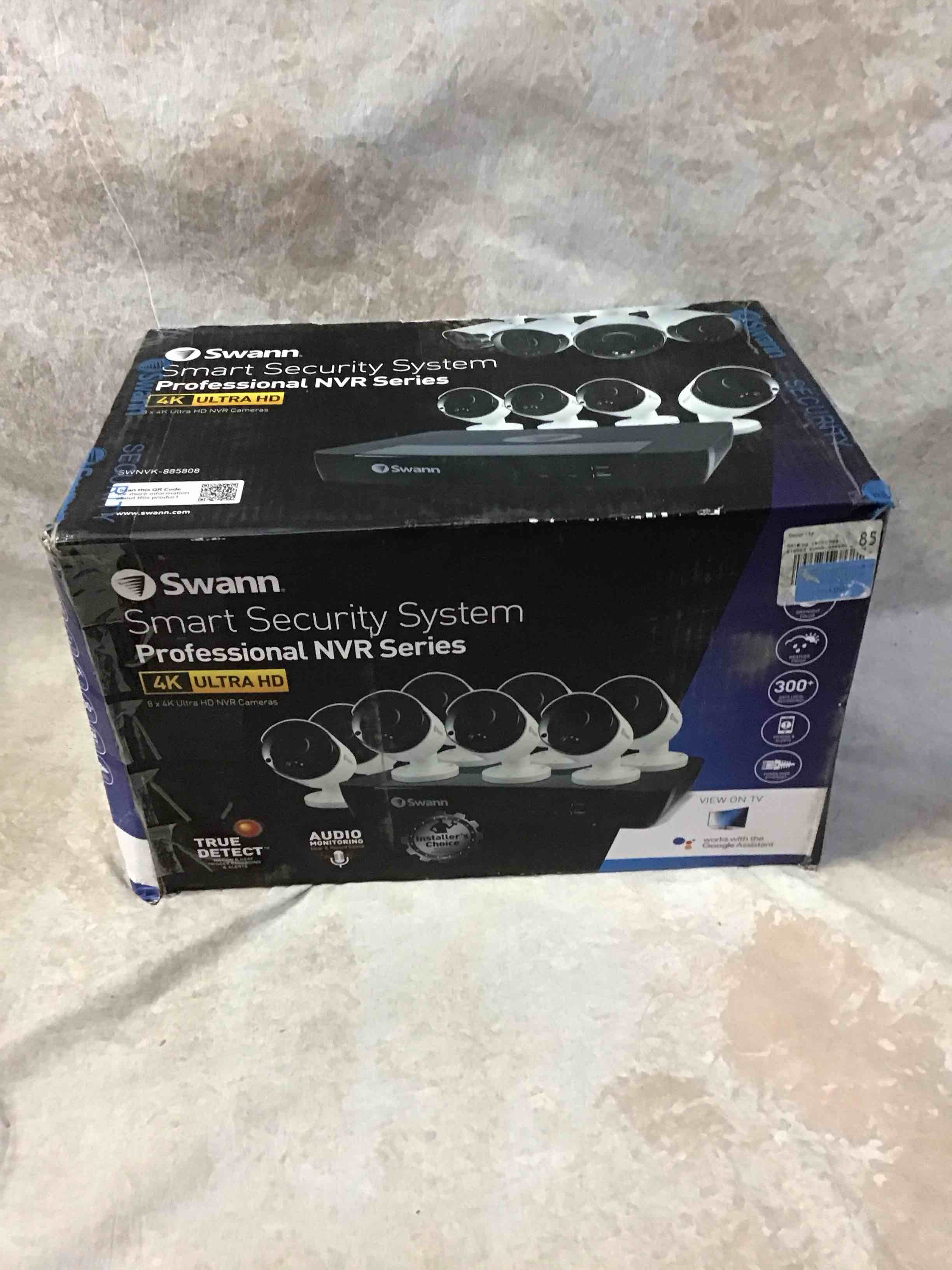 Condition photo showing Good Condition for swann swnvk-885808-us 8-channel 4k nvr with 2tb hd & 8 true detect bullet cameras with audio