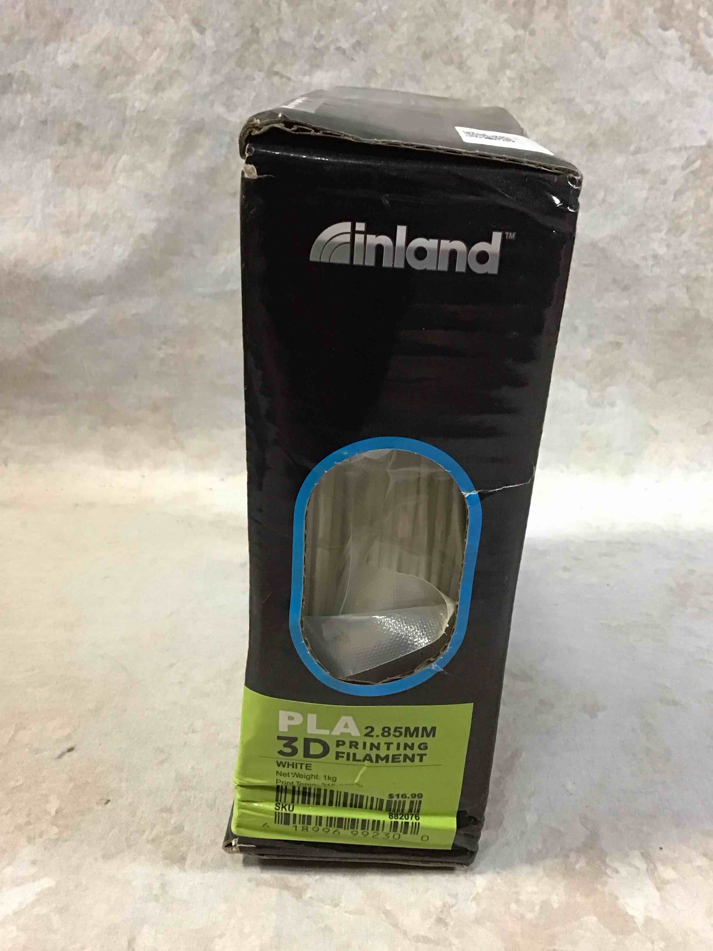Inland 3mm White PLA 3D Printer Filament - 1kg Spool (2.2 lbs)