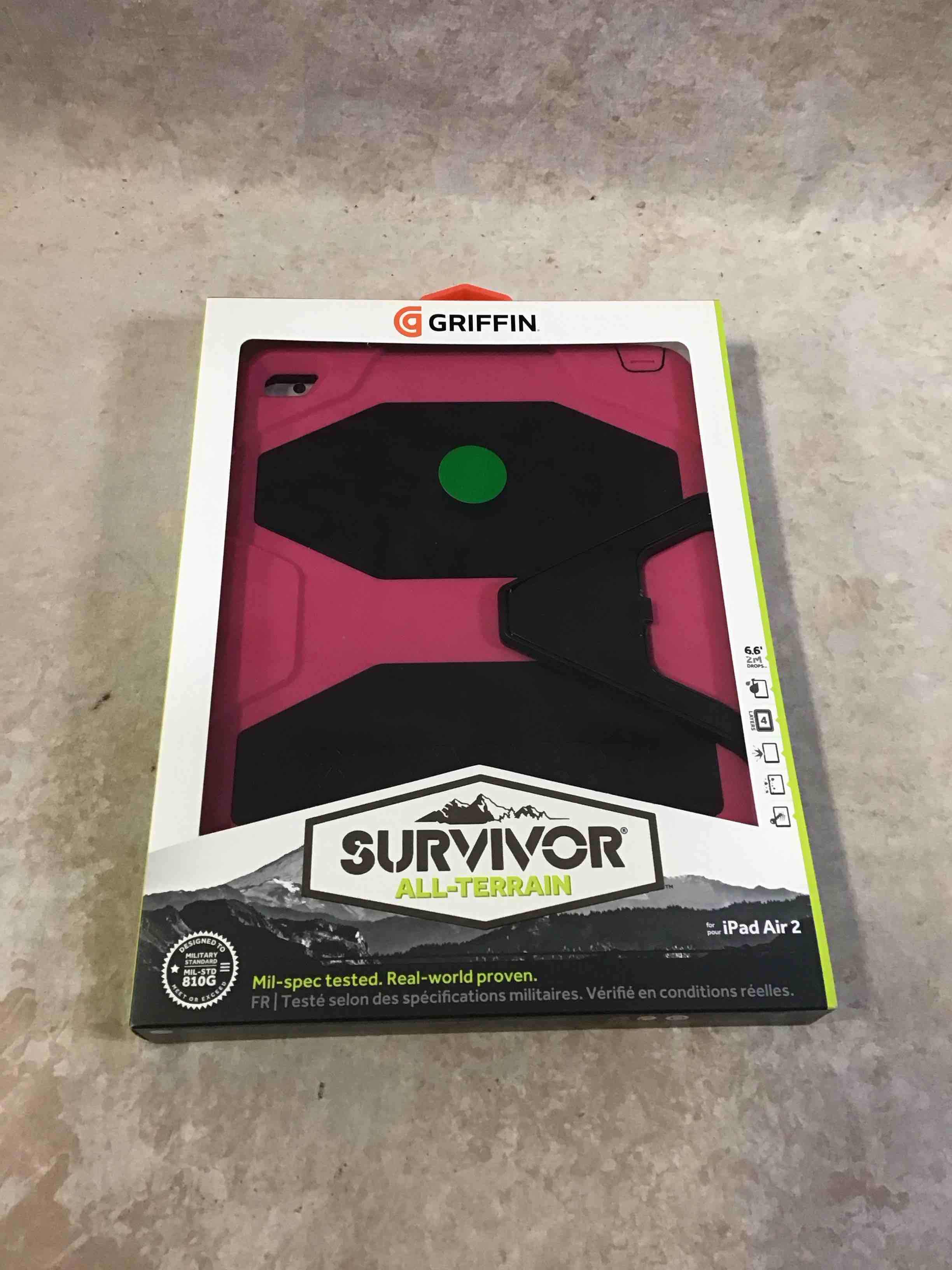 Griffin Griffin iPad Air 2 Rugged Case Survivor All-Terrain + Stand, Mil-spec tested, real-world proven protection