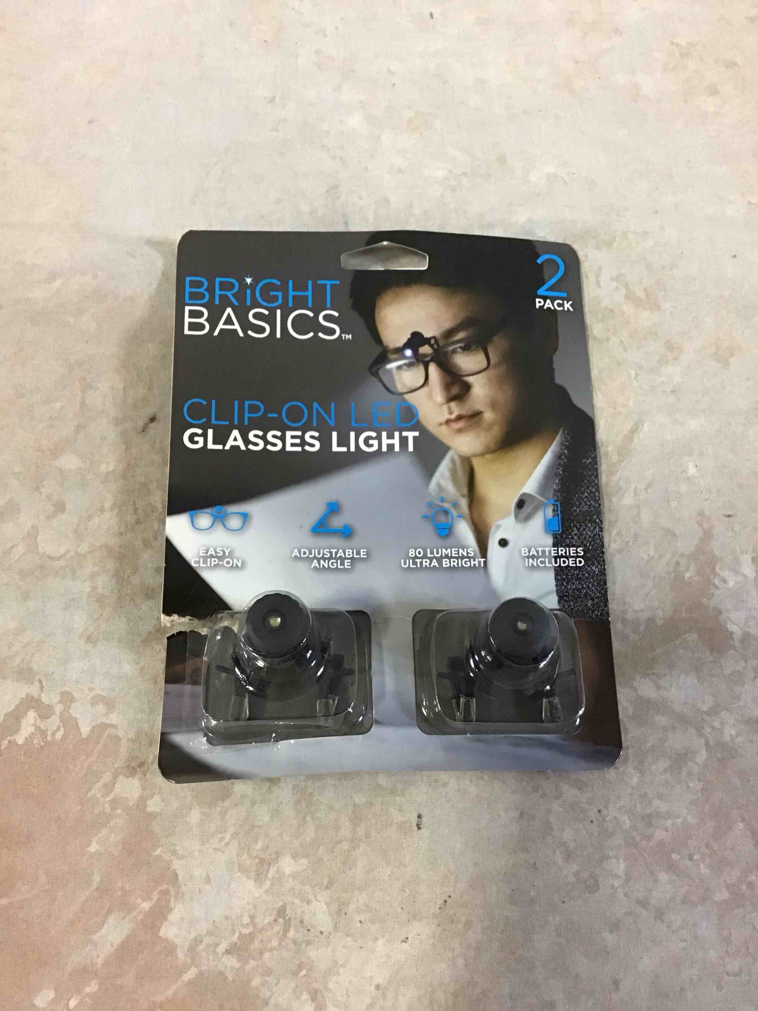 Bright Basics 2 Pack Universal Flexible Clip On LED Glasses Light Adjustable Reading Light Lamp for Night Reader