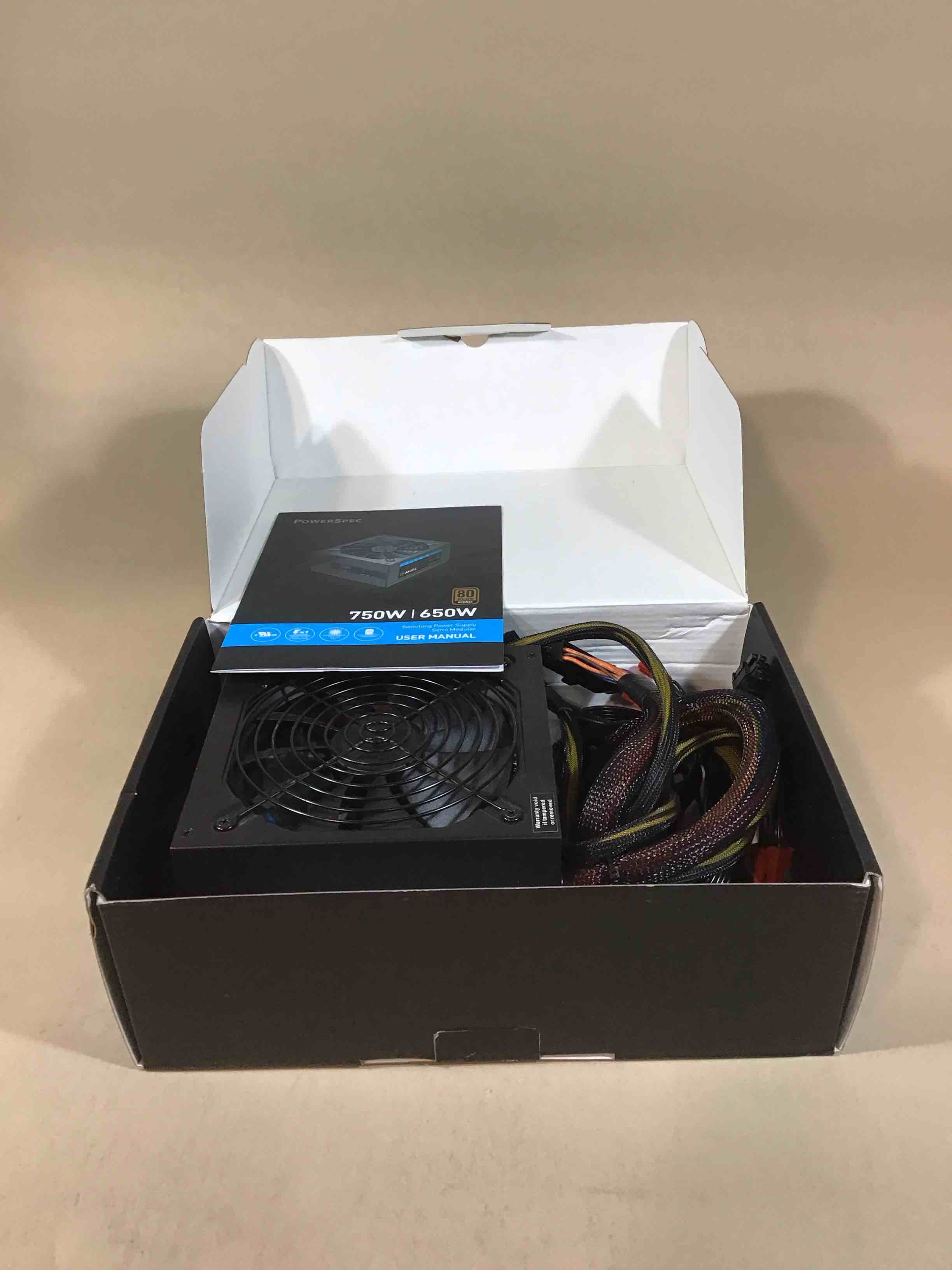 Condition photo showing Good Condition for powerspec 750w power supply semi modular 80 plus bronze certified atx psu active pfc sli crossfire ready gaming pc computer switching power supply, ps 750bsm (b08yyjhnmh)