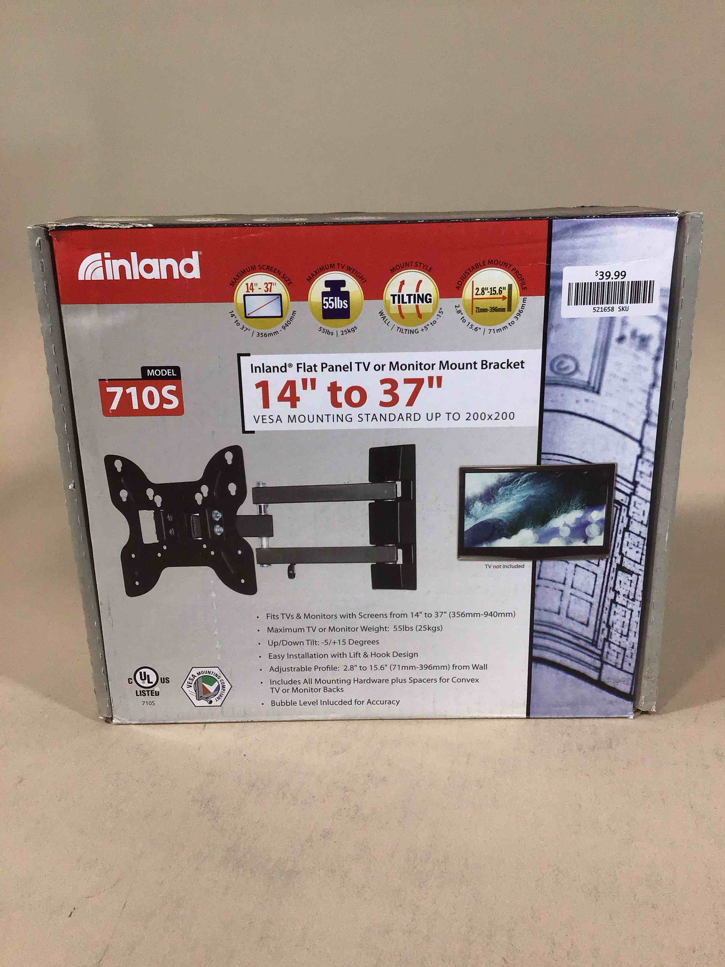 inland 14"-42" swivel tv/monitor wall mount 710s