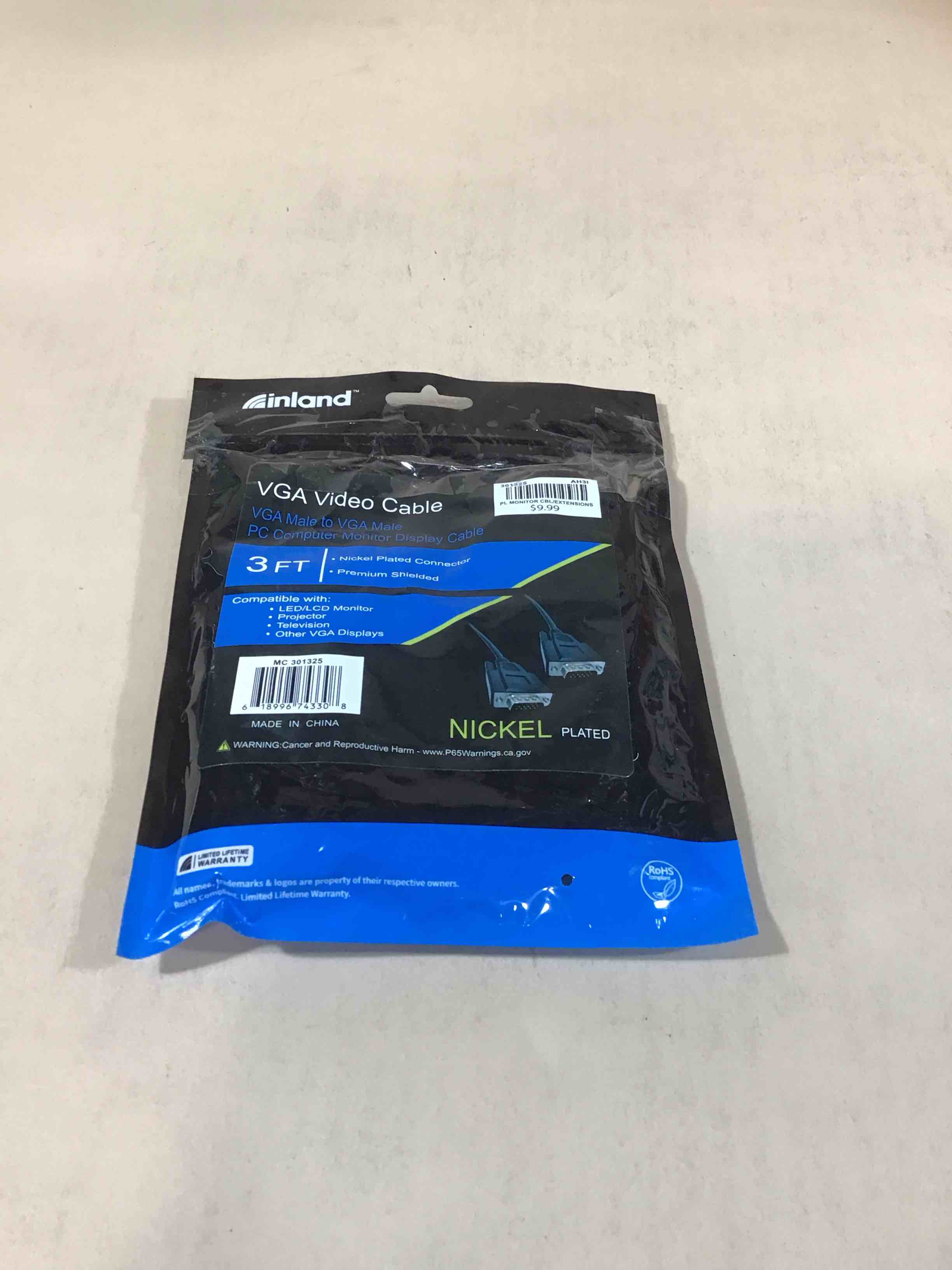 Condition photo showing Good Condition for inland vga male to vga male cable 3ft - black