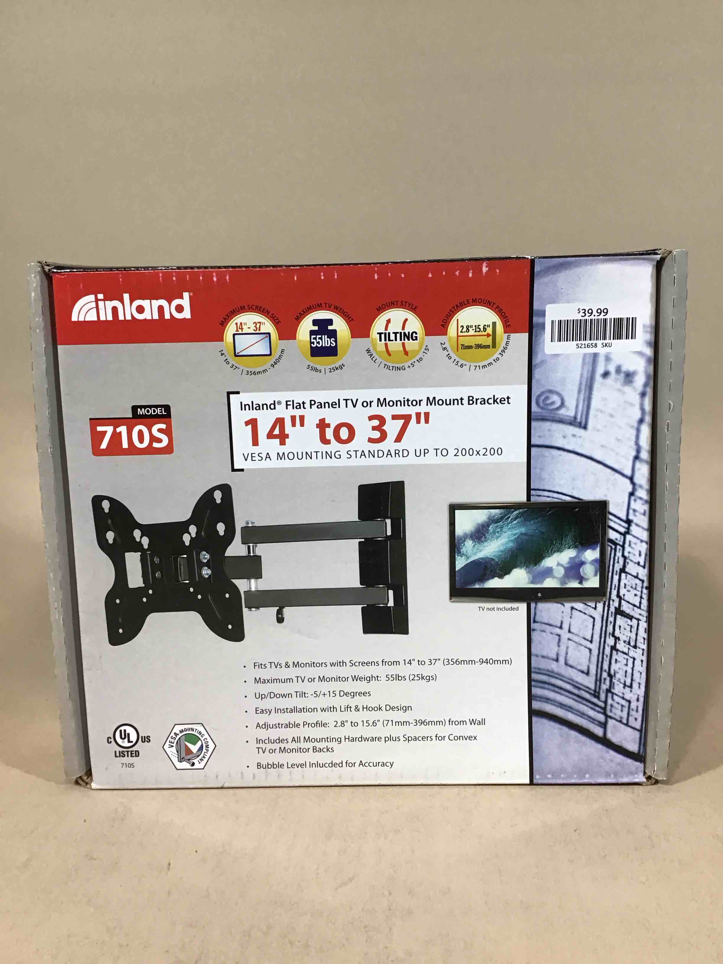 Condition photo showing Good Condition for inland 14"-42" swivel tv/monitor wall mount 710s