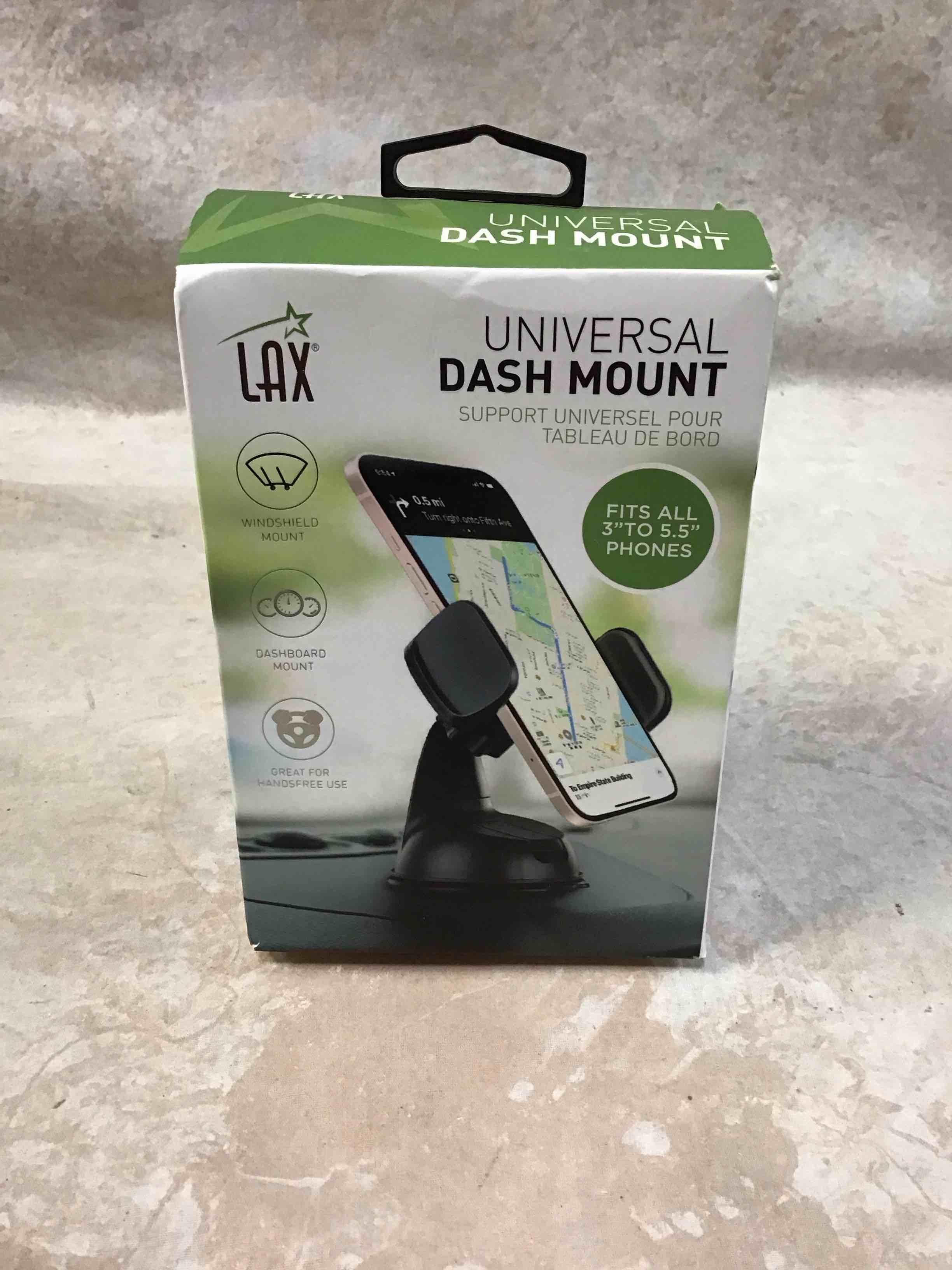 lax pro grip phone holder car mount with suction cup for dashboard and windshield - black