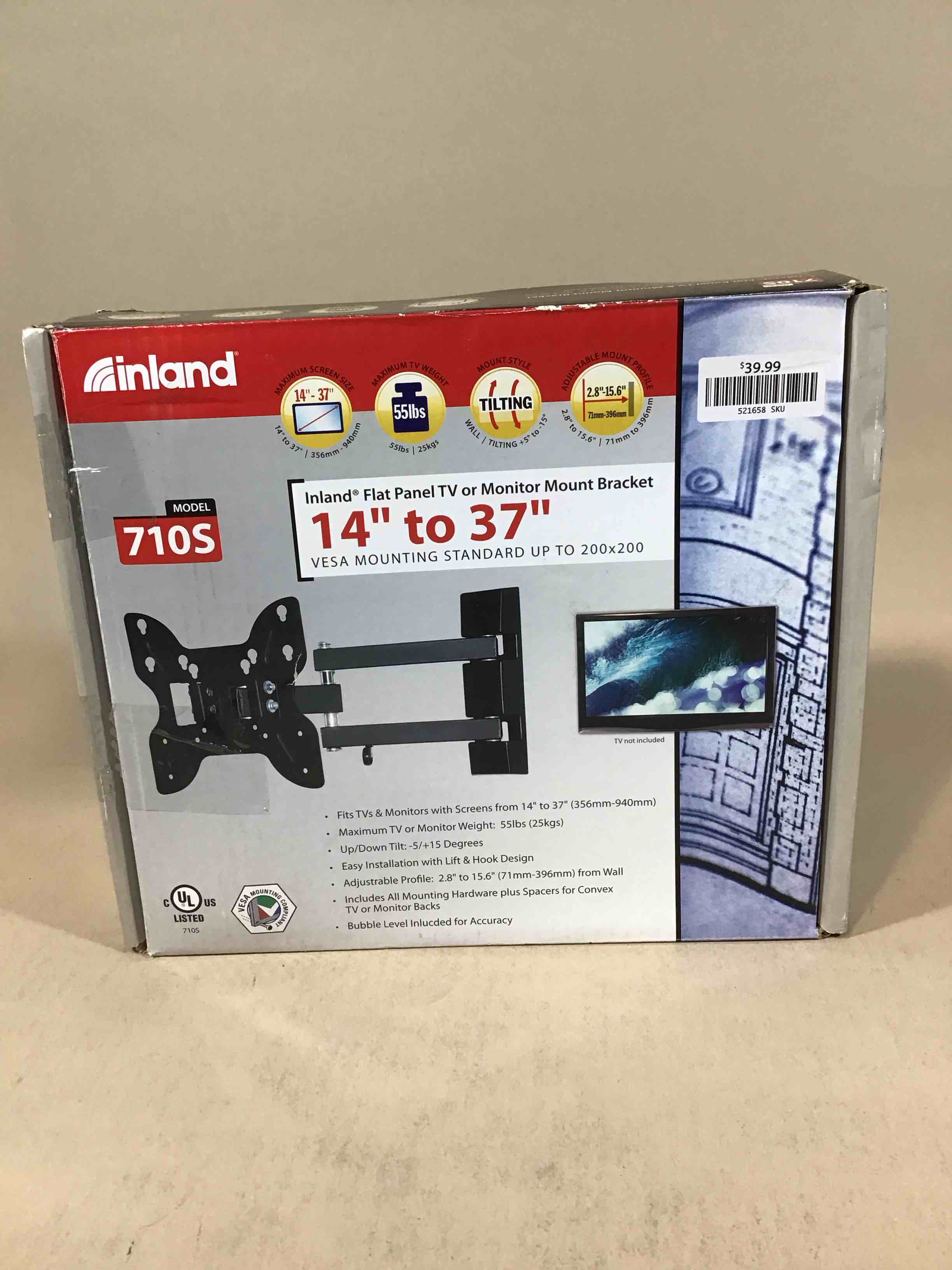 Inland 14"-42" Swivel TV/Monitor Wall Mount 710S