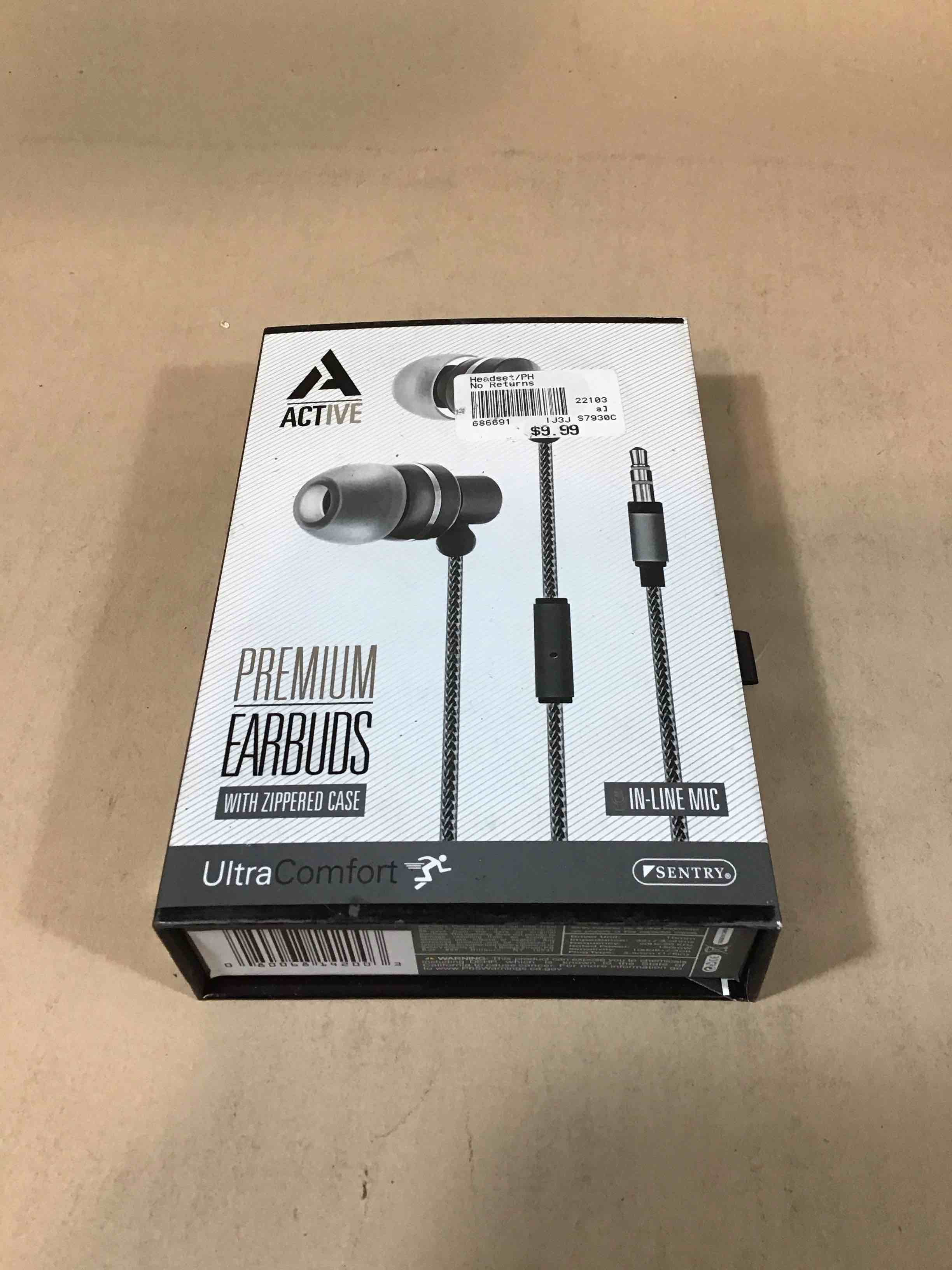 sentry ha200 premium stereo earbuds with mic and case, black