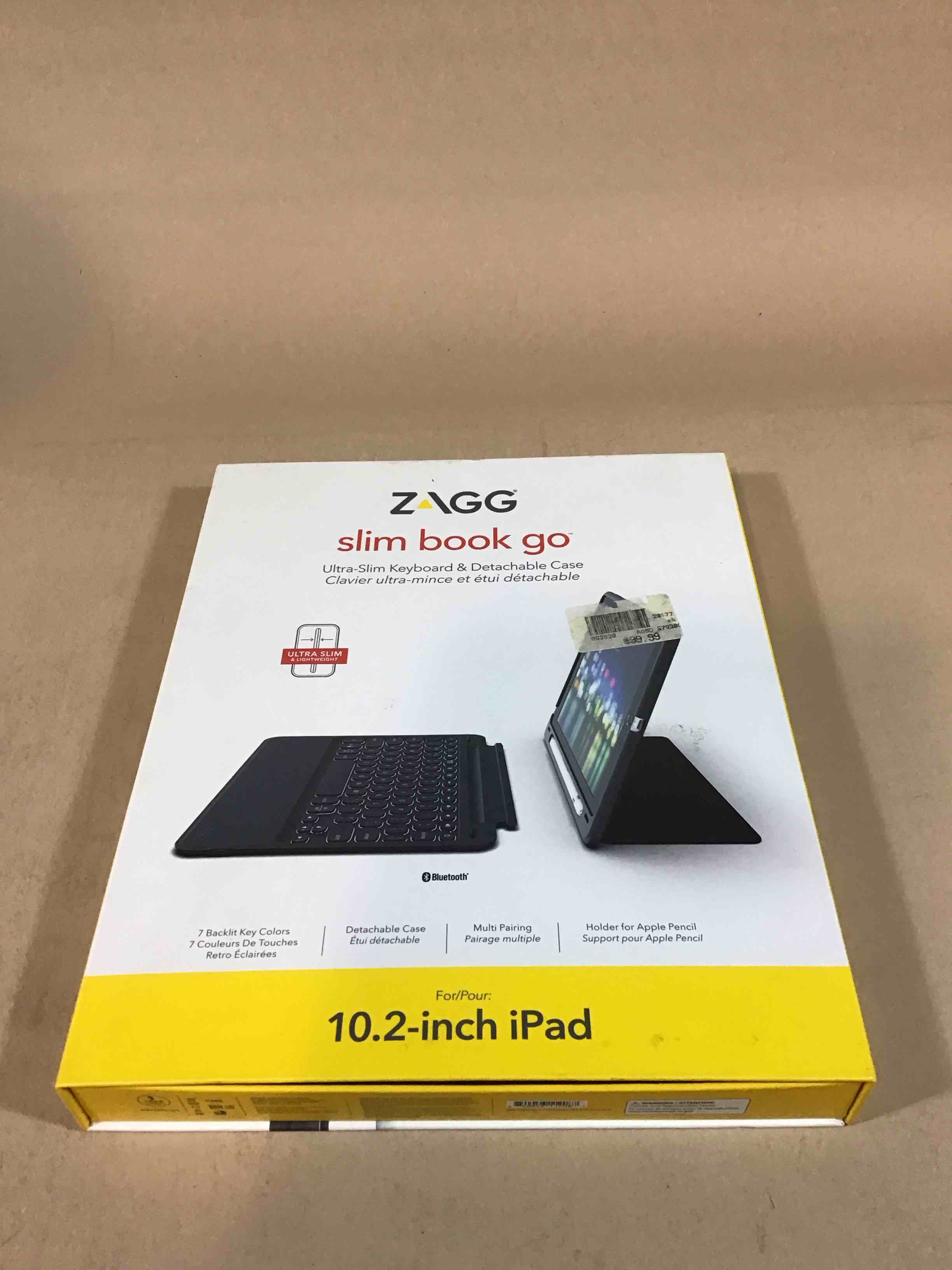 ZAGG Slim Book Go - Keyboard and folio case - backlit - Bluetooth - for Apple 10.2-inch iPad (7th generation)