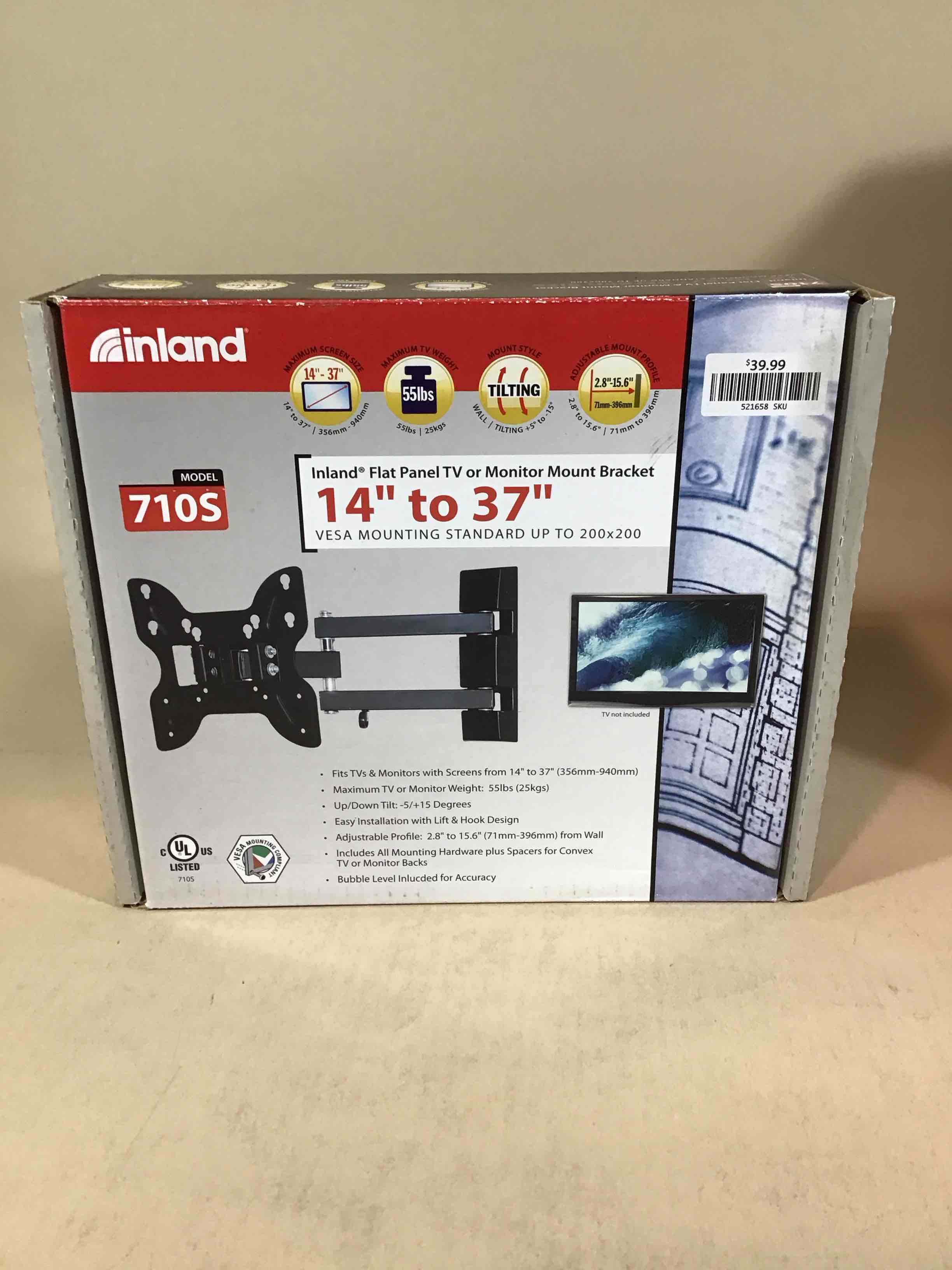 inland 14"-42" swivel tv/monitor wall mount 710s