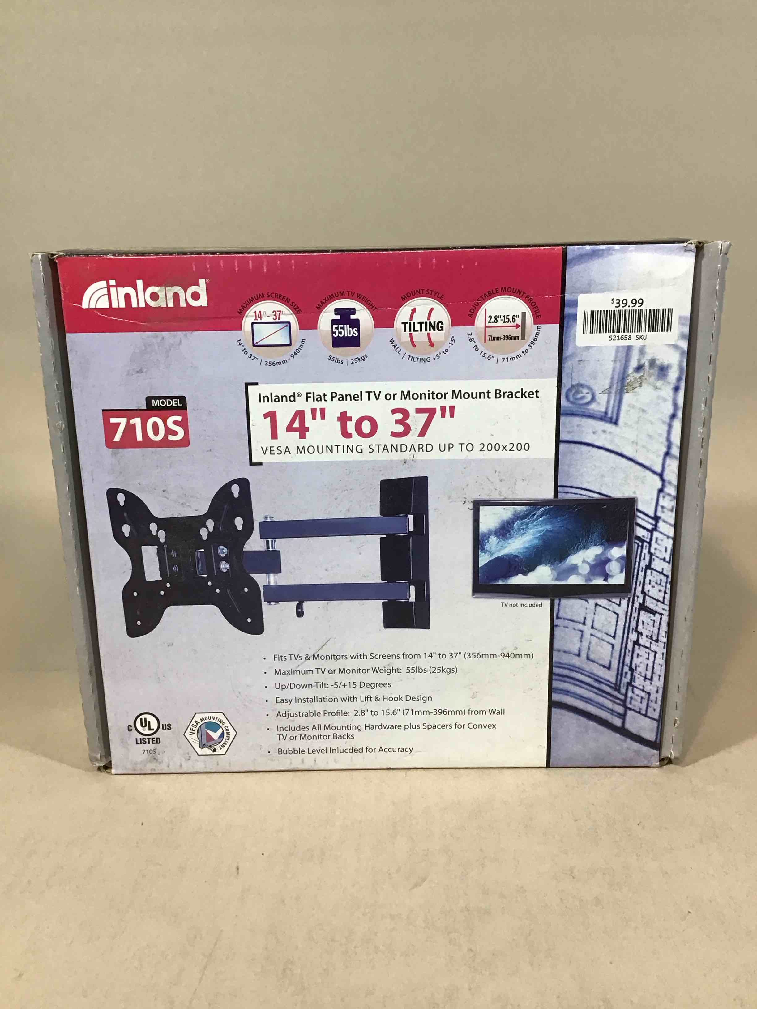 inland 14"-42" swivel tv/monitor wall mount 710s