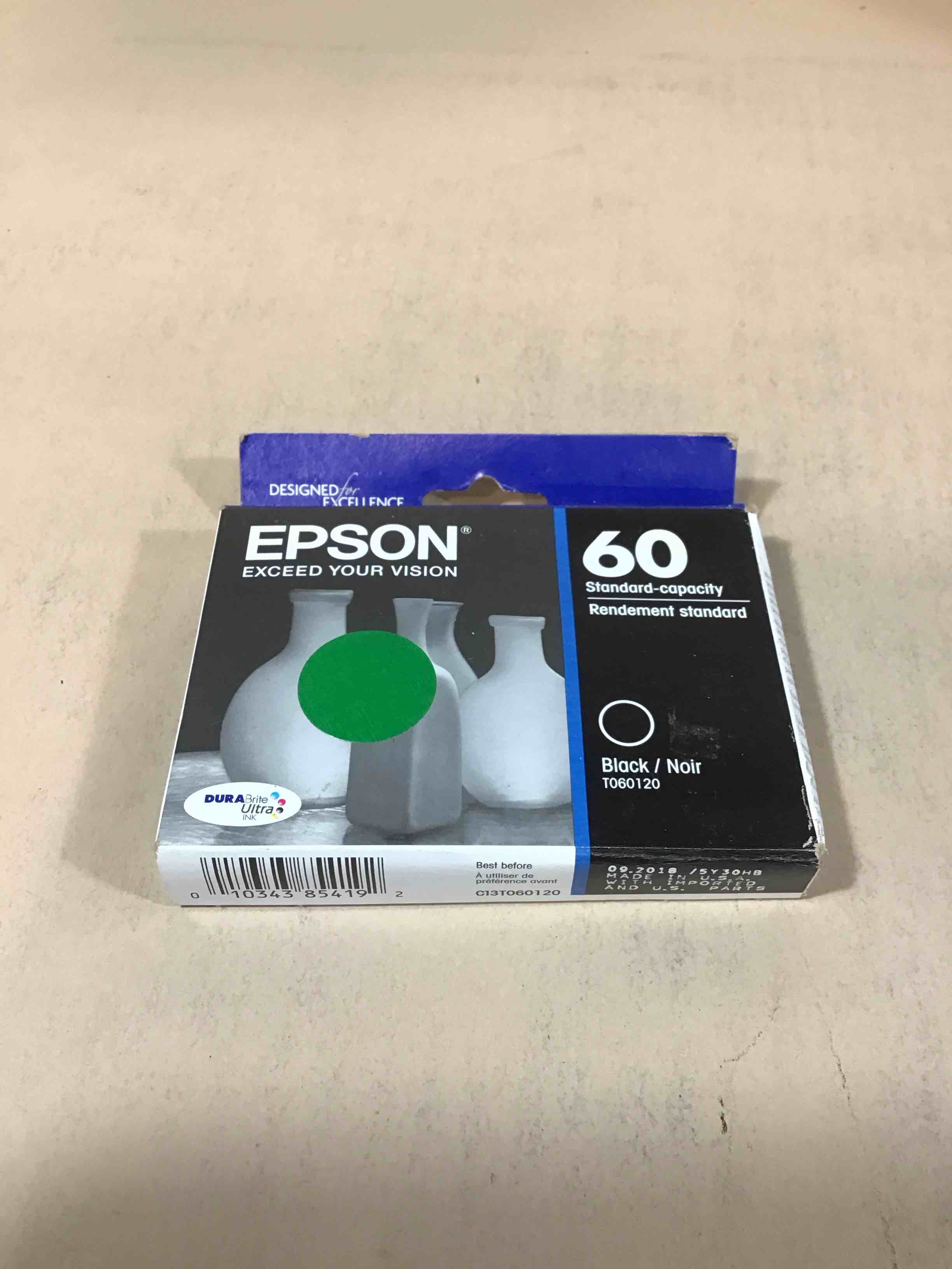 epson 60 durabrite ultra ink standard capacity black cartridge (t060120-s) works with stylus c-68 c-88 c-88+ cx-3800 cx-3810 cx-4200 cx-4800 cx-5800f cx-7800