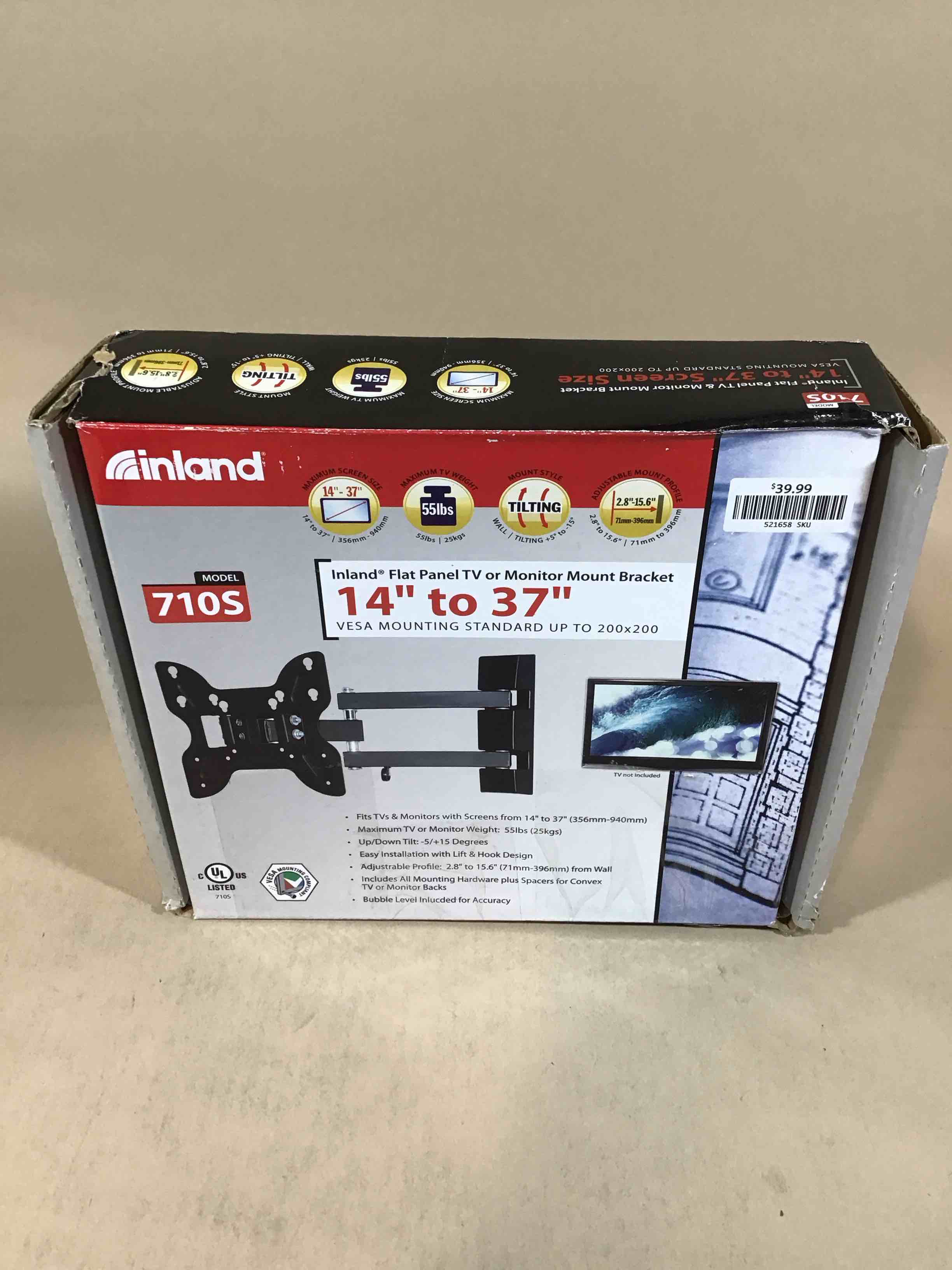 Inland 14"-42" Swivel TV/Monitor Wall Mount 710S