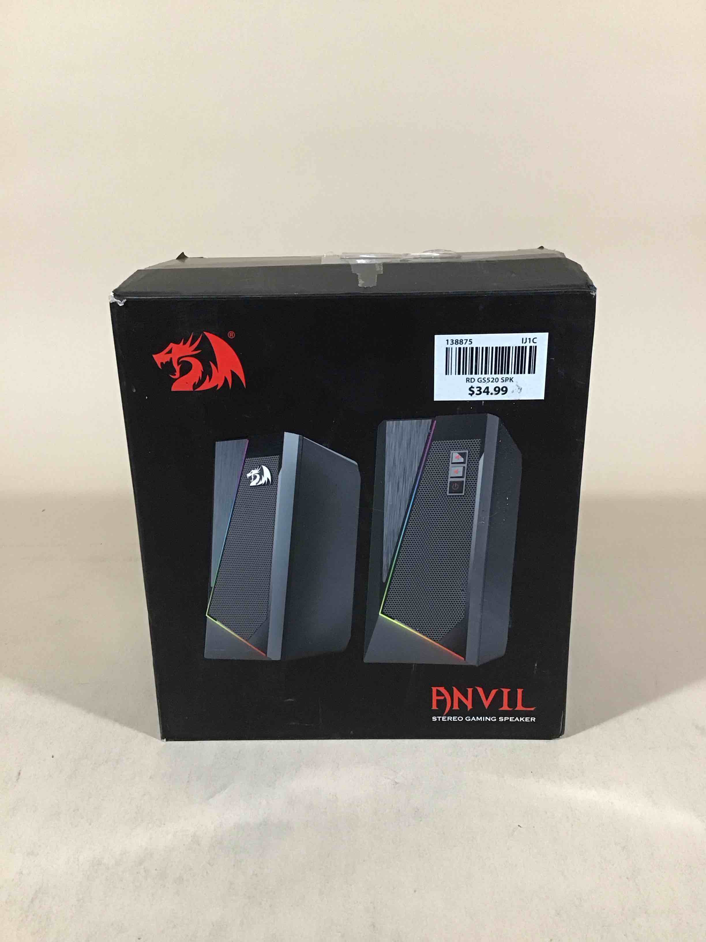 Redragon GS520 Anvil RGB LED PC Desktop Speakers, Stereo, USB 3.5mm Cable SEALED