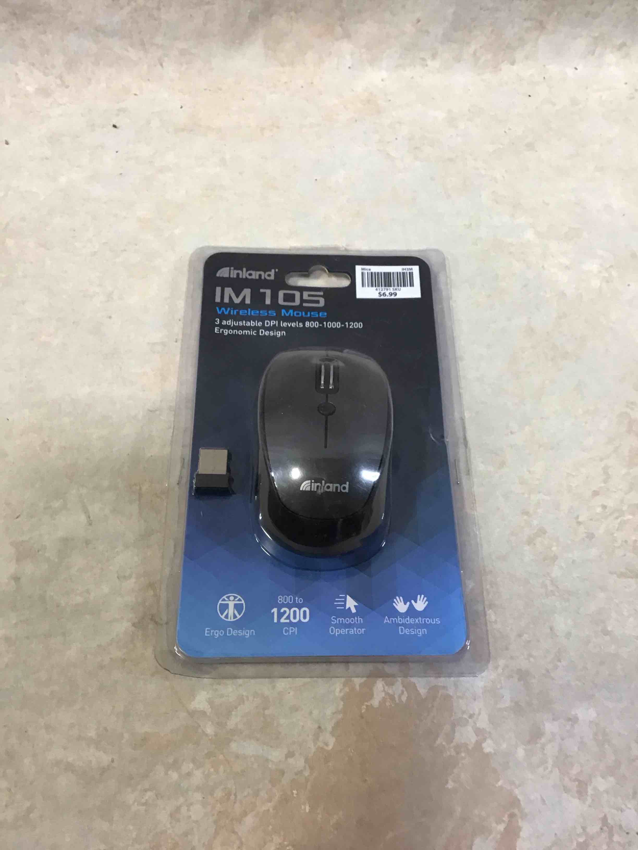Inland 2.4ghz Wireless Optical 1200dpi Mouse, Gray Im105 Free Ship No Package