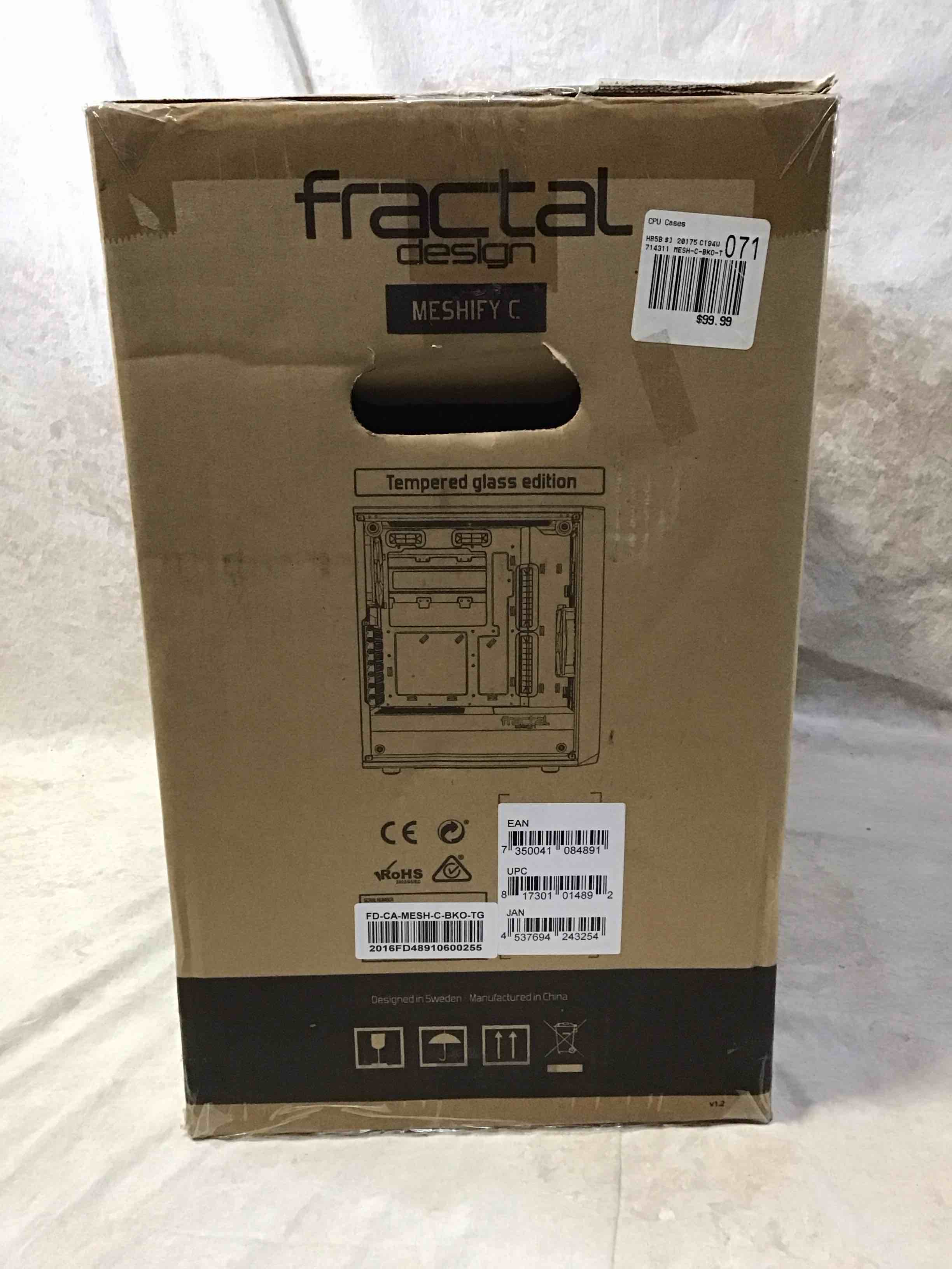 Fractal Design Meshify C - Dark TG FD-CA-MESH-C-BKO-TG Black ATX Mid Tower Computer Case ATX Power Supply