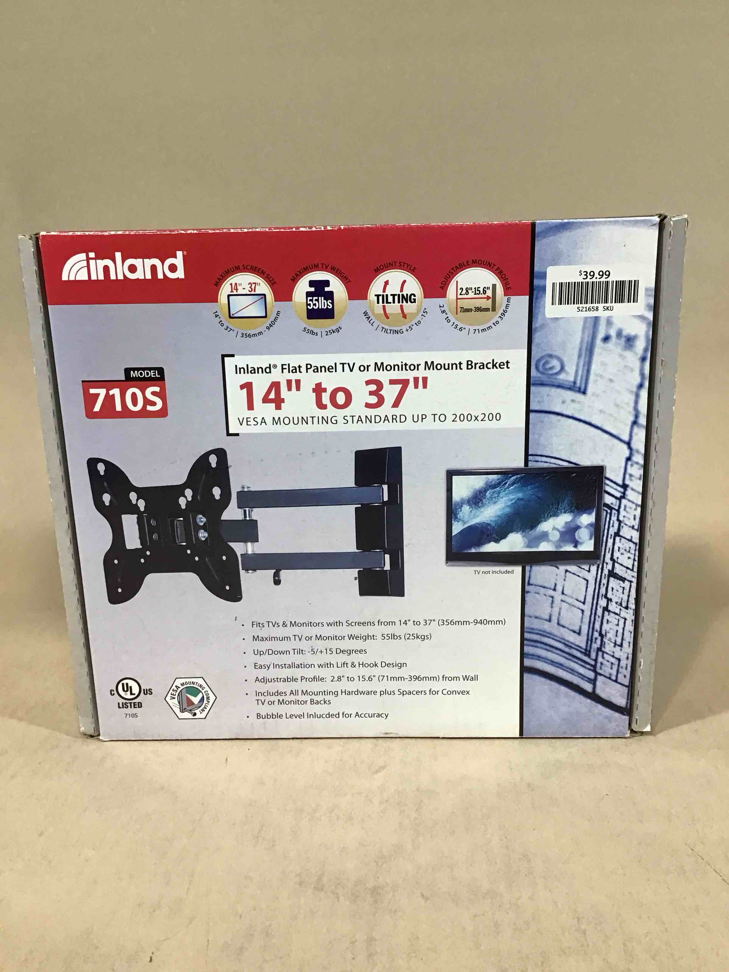 Inland 14"-42" Swivel TV/Monitor Wall Mount 710S